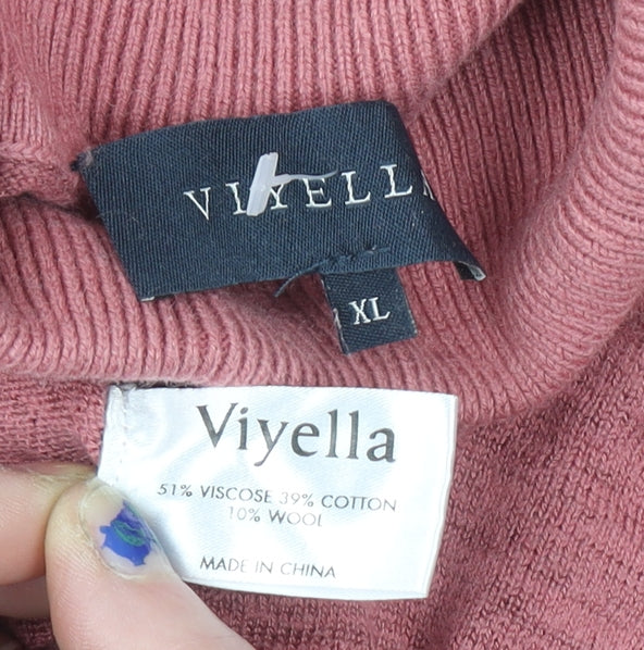 Viyella Womens Pink Roll Neck Long Sleeve Knit Jumper XL - Image 4