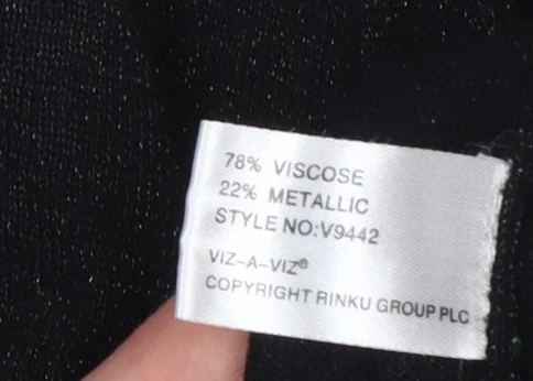 Viz-A-Viz Women’s Black Cardigan Size 14 Metallic Knit - Image 5