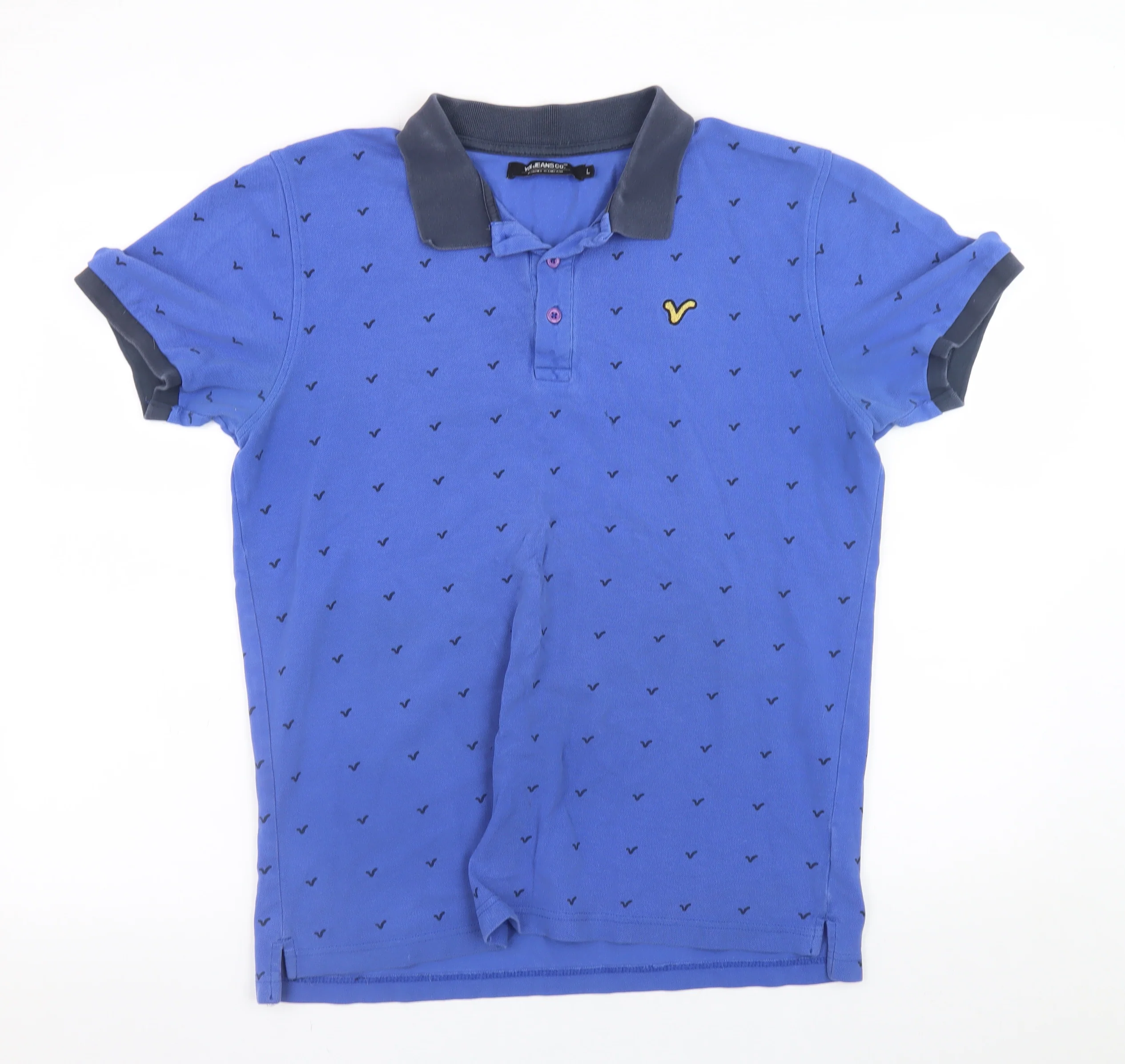 VOI Jeans Co. Men's Blue Short Sleeve Cotton Polo Shirt Size L