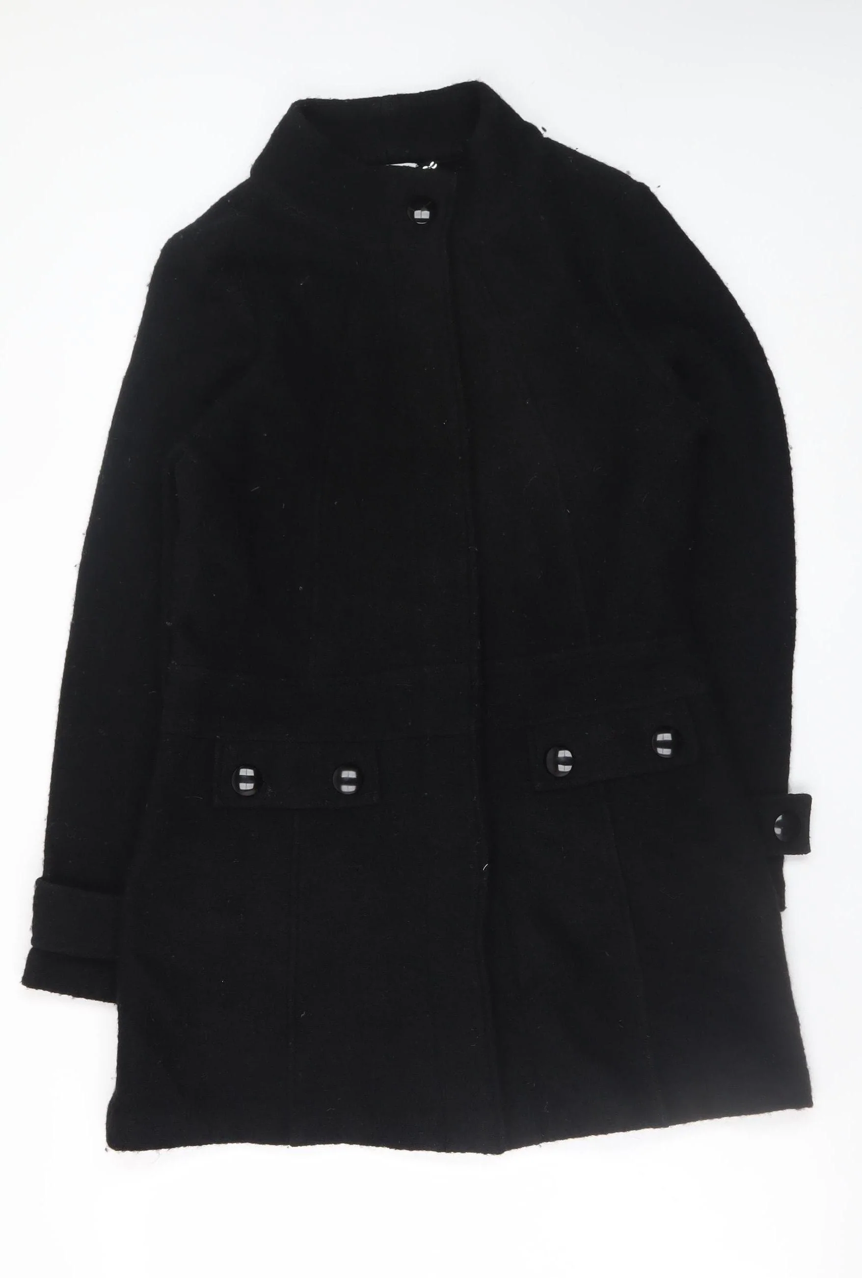 W. Lane Women's Black Wool Blend Mid-Length Coat Size 10