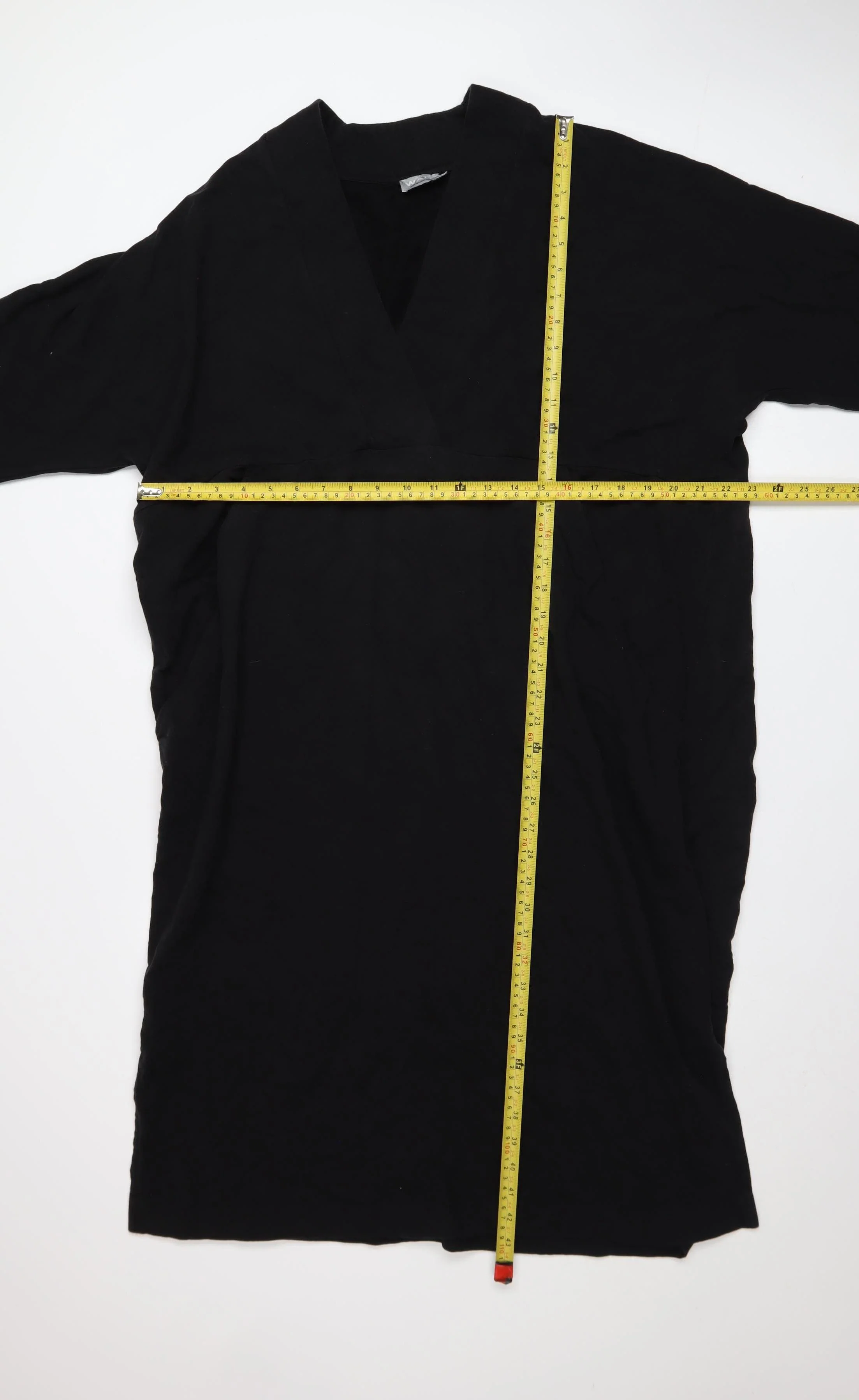 WALL Women Black Shift Dress S V-Neck Short Sleeve Cotton Stretch - Image 2