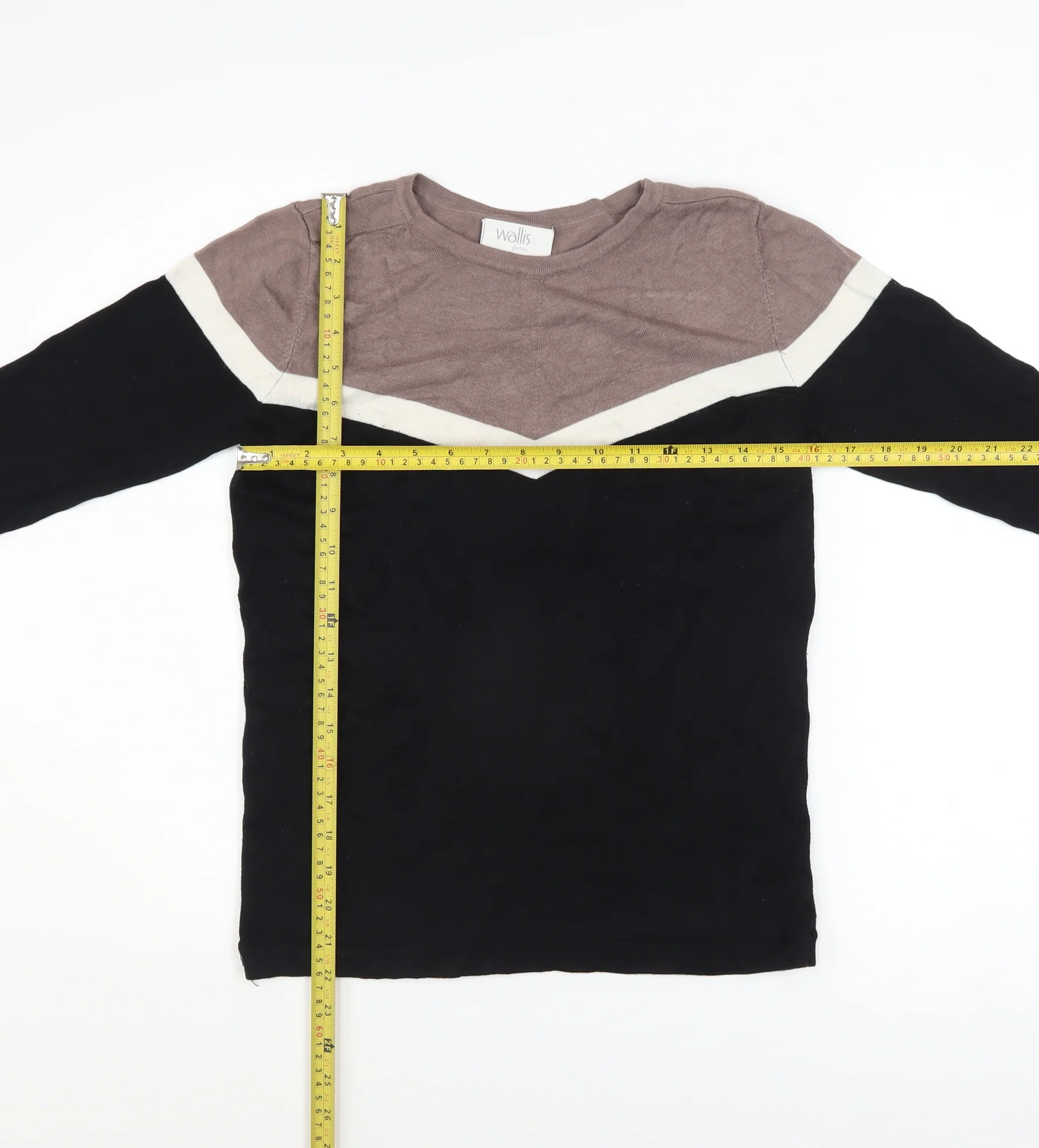 Wallis Petite Women's Black Colourblock Long Sleeve Pullover Jumper Size 10 - Image 2