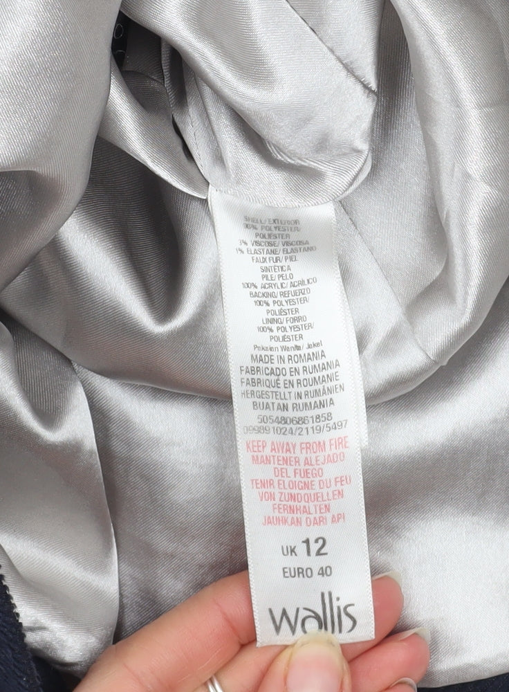 Wallis Petite Women's Navy Zip-Up Overcoat Size 12 - Image 5