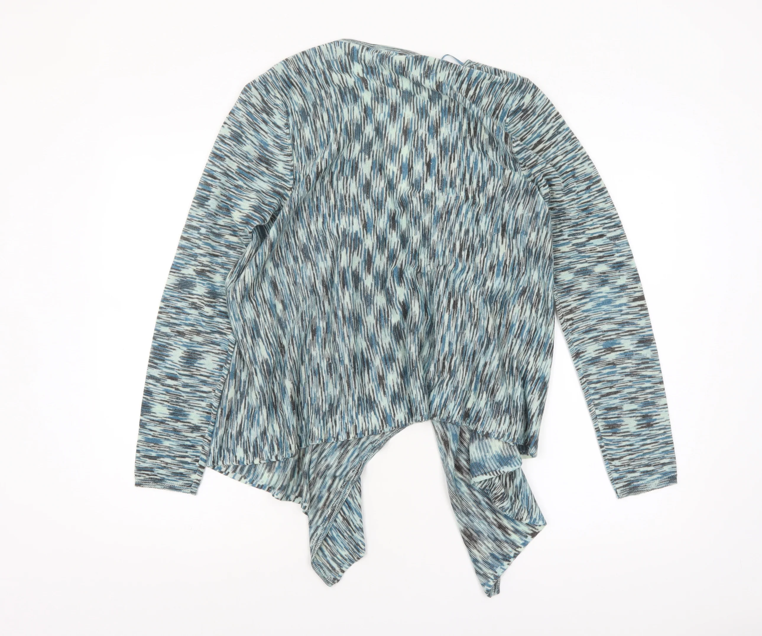 Wallis Women Blue Geometric Knit Open Front Cardigan M - Image 3