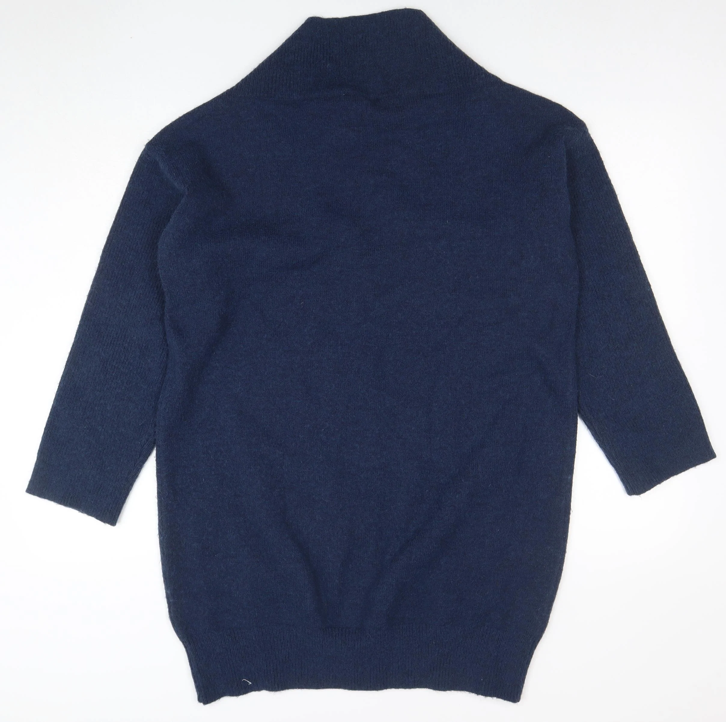 Wallis Women Navy Blue Medium Shawl Collar 3/4 Sleeve Knit Jumper - Image 3