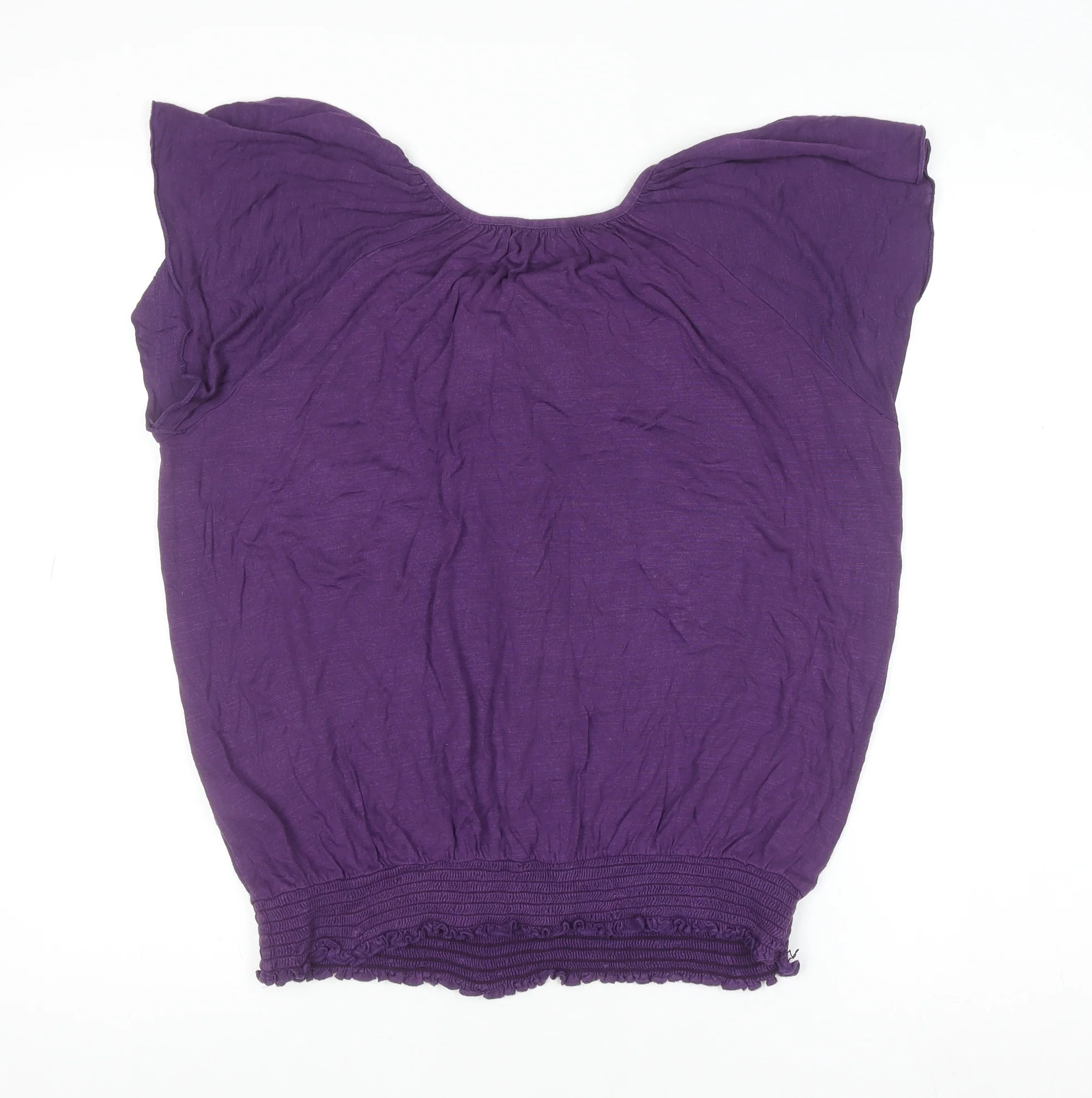 Wallis Women Purple Tunic Blouse Size 16 Ruffle Scoop Neck - Image 3
