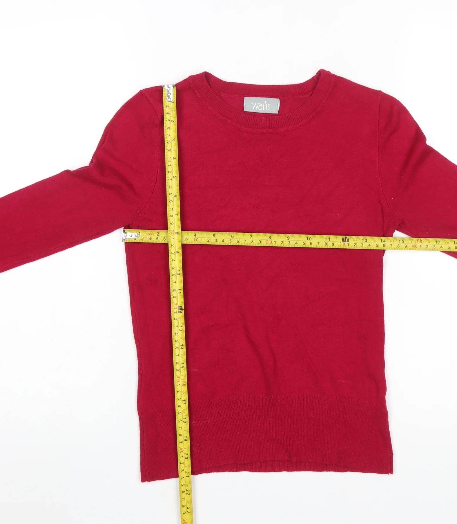 Wallis Women Red Crew Neck Knit Jumper Size 8 Long Sleeve - Image 2