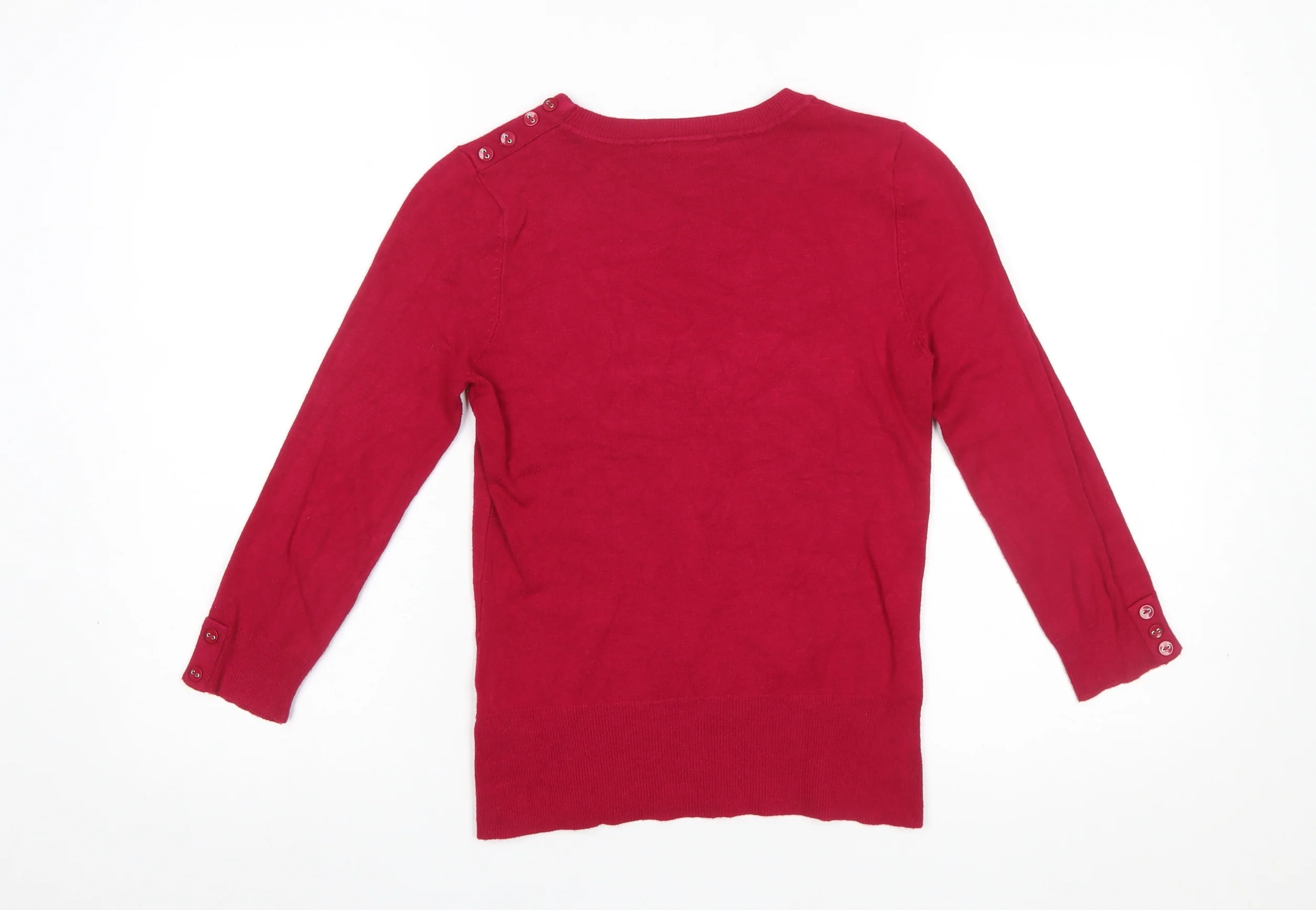 Wallis Women Red Crew Neck Knit Jumper Size 8 Long Sleeve - Image 3