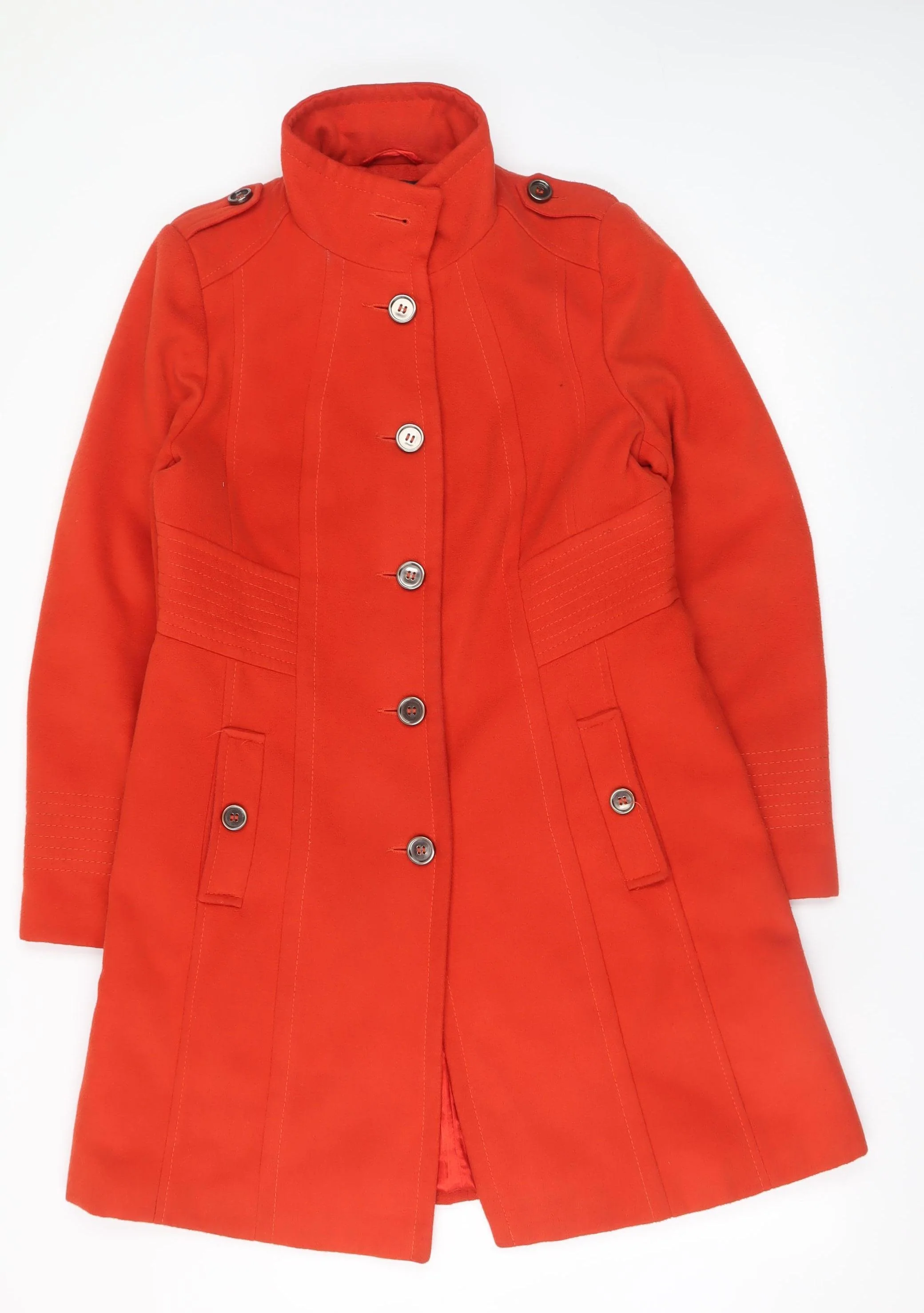 Wallis Women Red Wool Blend Military Coat UK 14