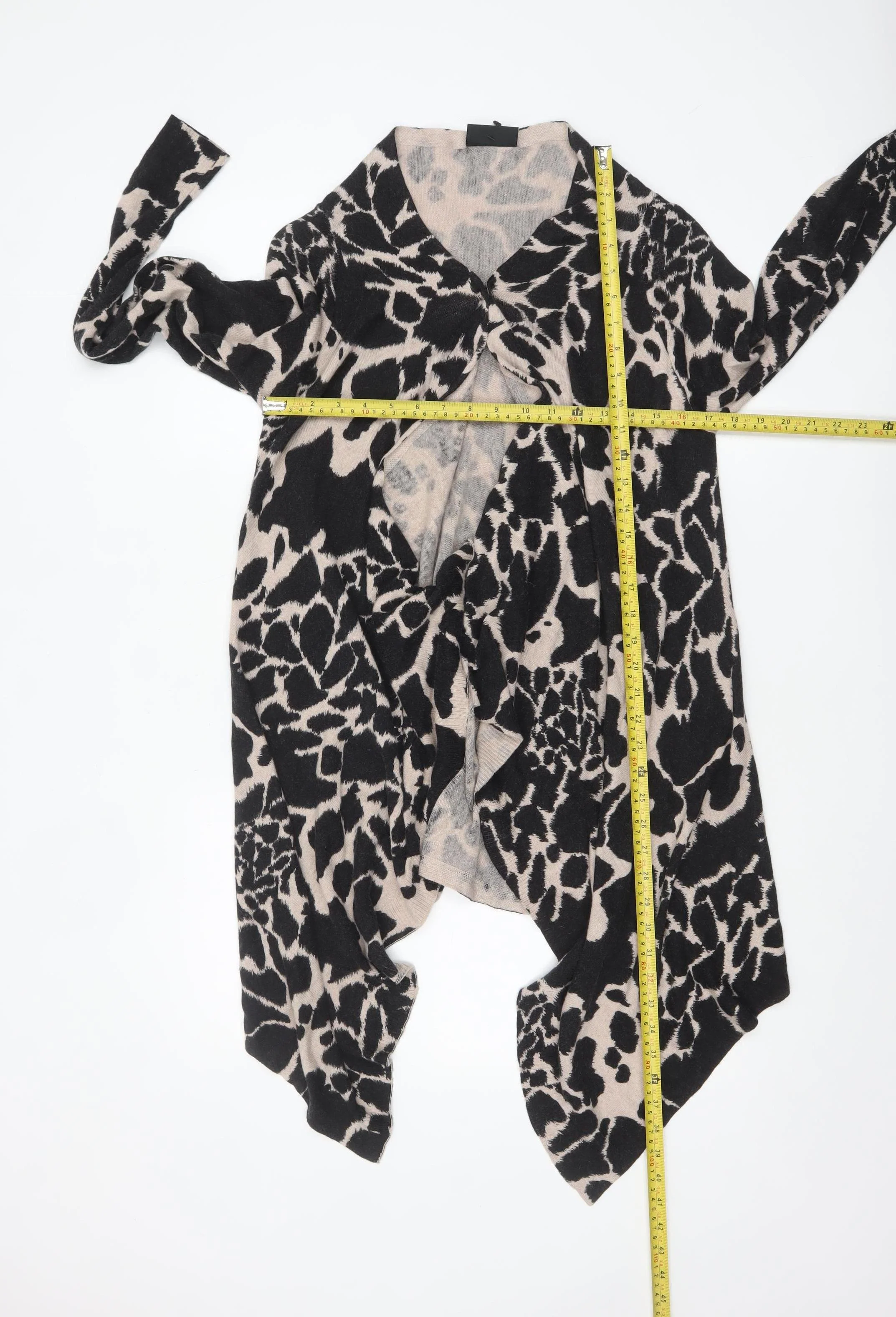 Wallis Women’s Beige Black Animal Print Wrap Cardigan M - Image 2