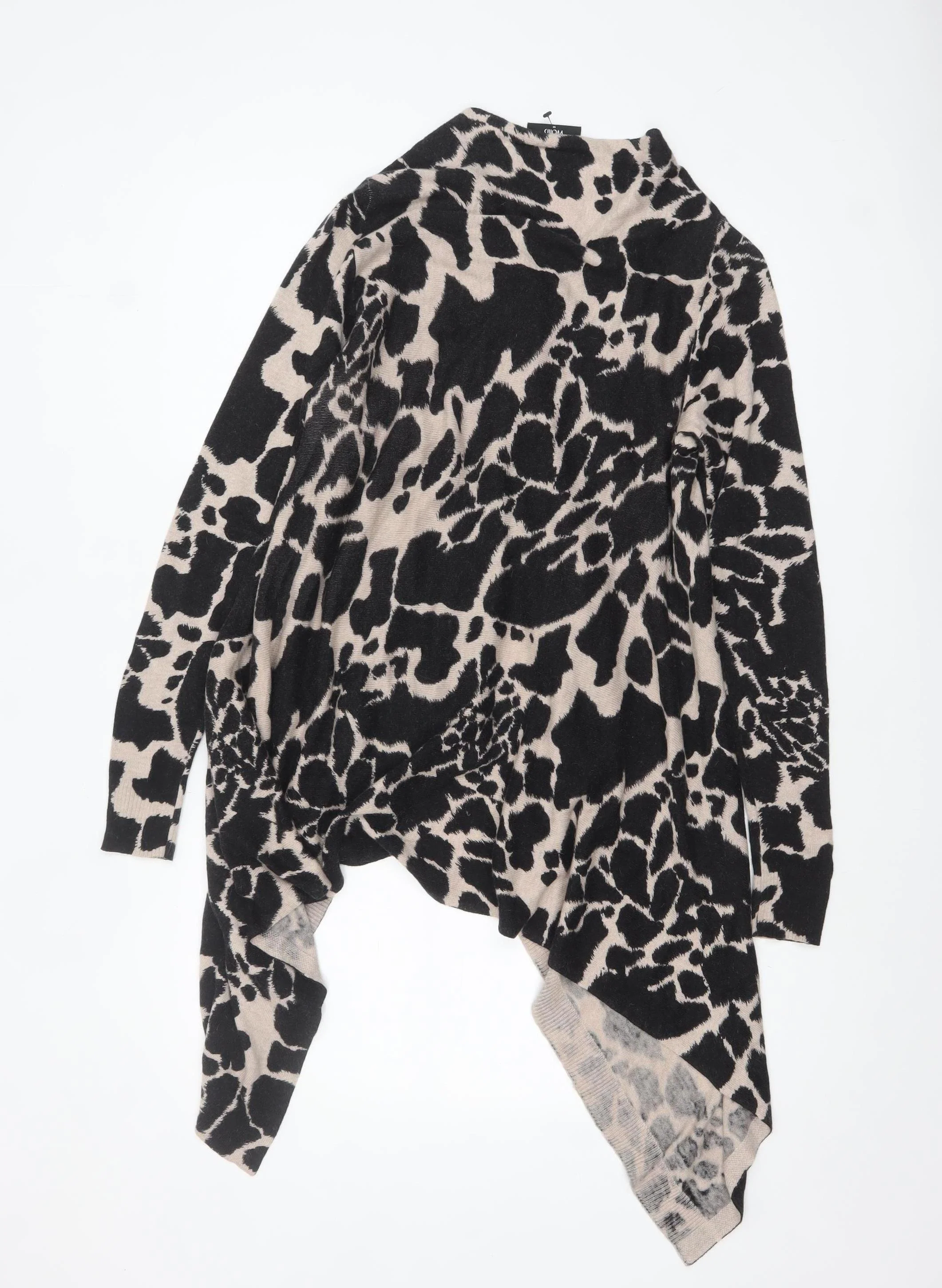 Wallis Women’s Beige Black Animal Print Wrap Cardigan M - Image 3