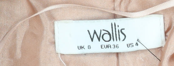 Wallis Women’s Beige Double-Breasted Blazer UK 8 Woven Tailored Jacket - Image 4