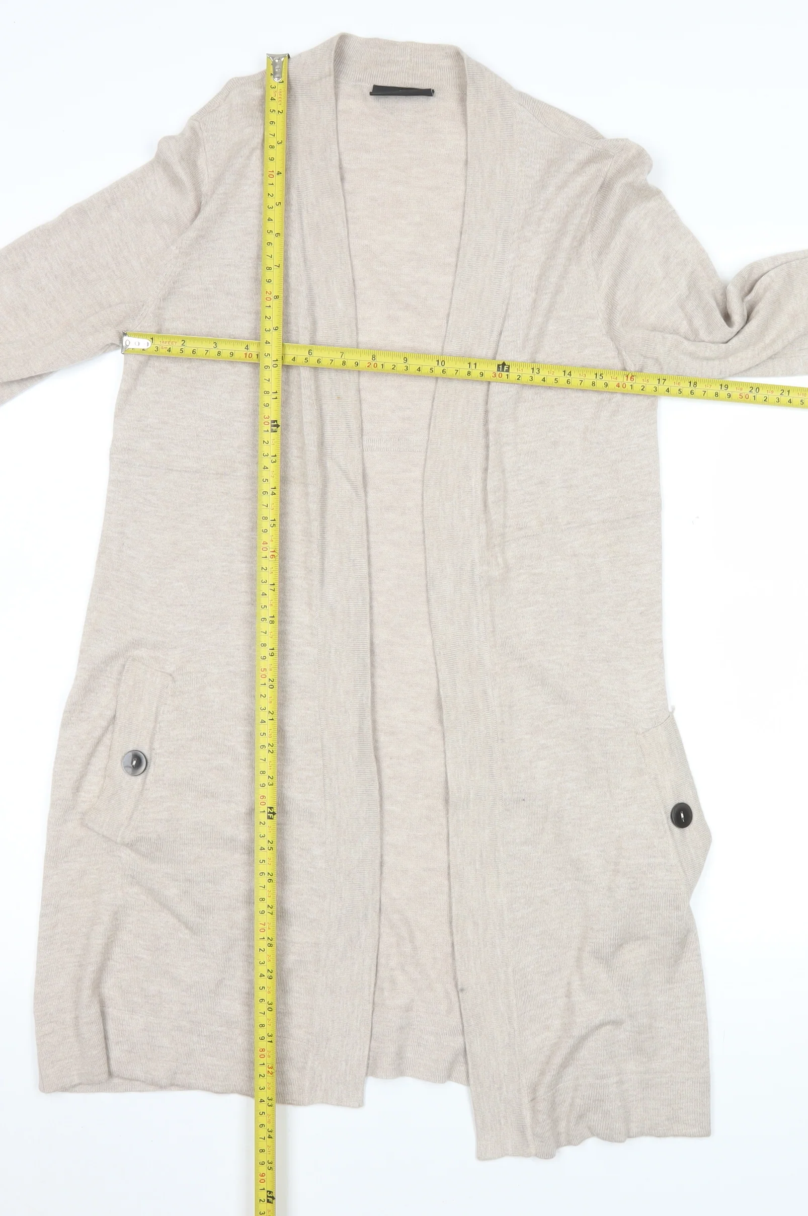 Wallis Women’s Beige Longline Knit Open Cardigan Small - Image 2