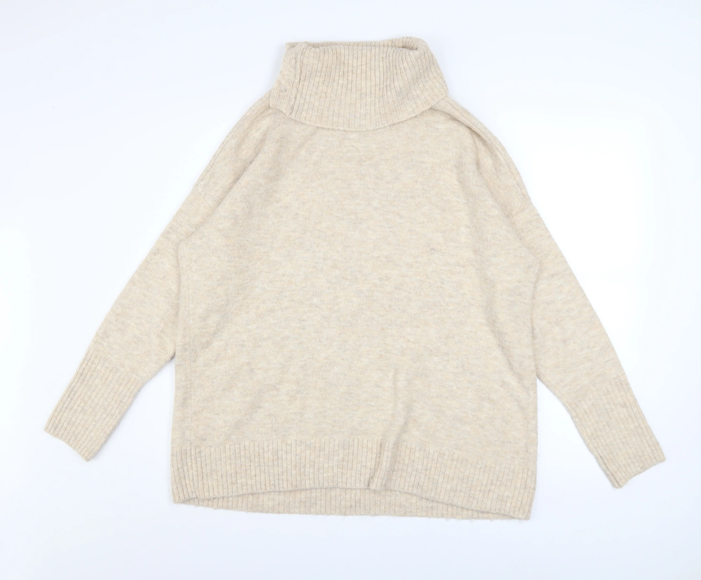 Wallis Women’s Beige Roll Neck Knit Pullover Jumper Size M - Image 3