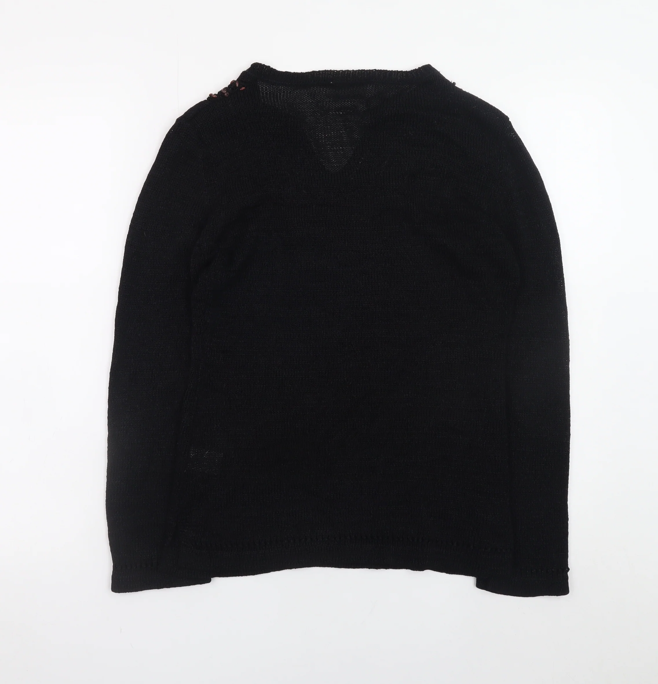 Wallis Women’s Black V-Neck Long Sleeve Knit Jumper Size 14 - Image 3