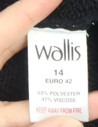 Wallis Women’s Black V-Neck Long Sleeve Knit Jumper Size 14 - Image 4