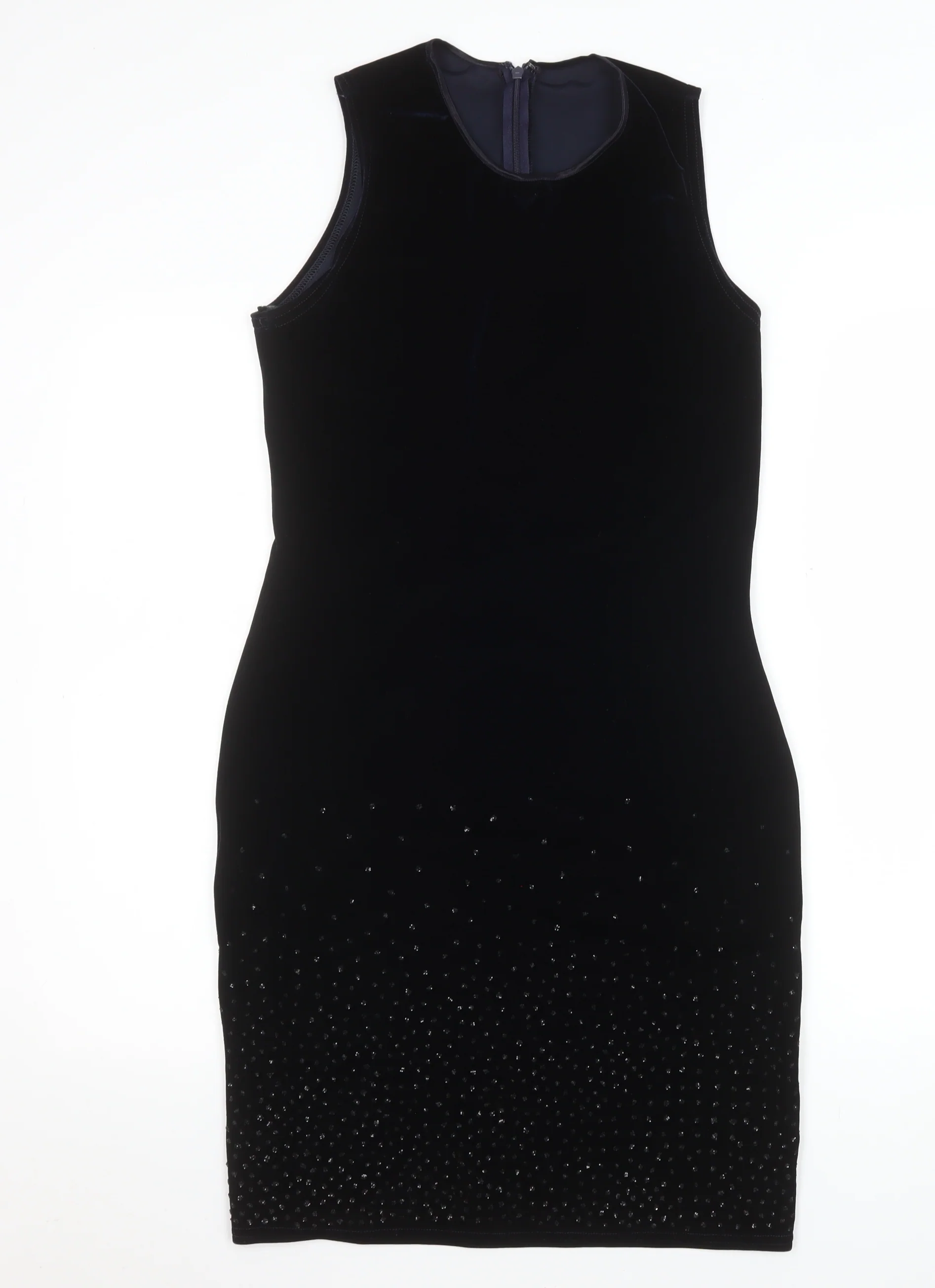 Wallis Women’s Black Velvet Beaded Bodycon Dress Size 12