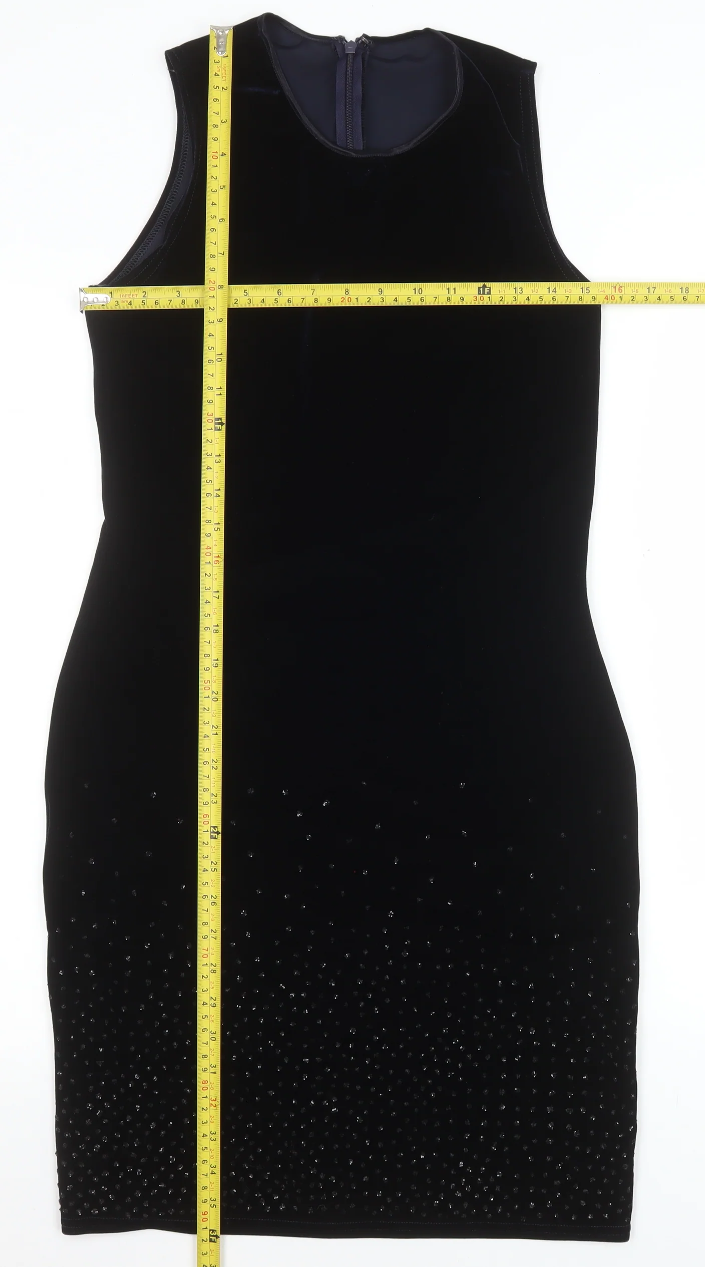 Wallis Women’s Black Velvet Beaded Bodycon Dress Size 12 - Image 2
