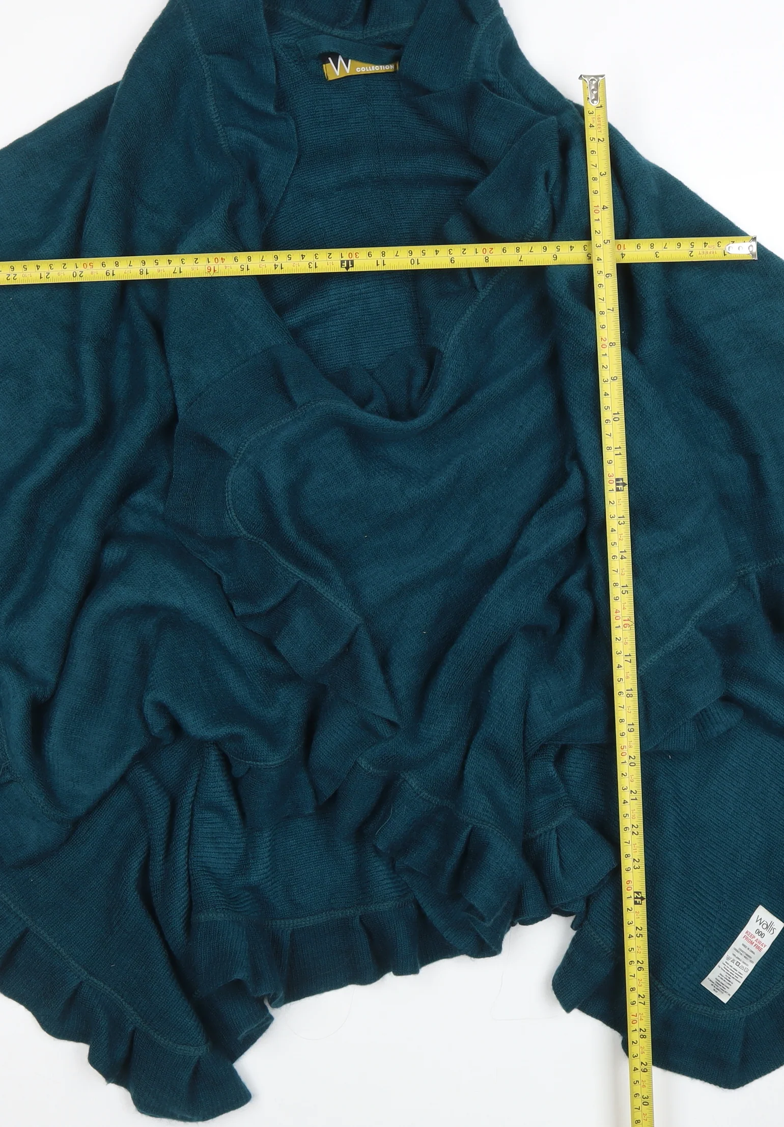 Wallis Women’s Green Ruffle Knit Cape One Size Acrylic Jumper - Image 2