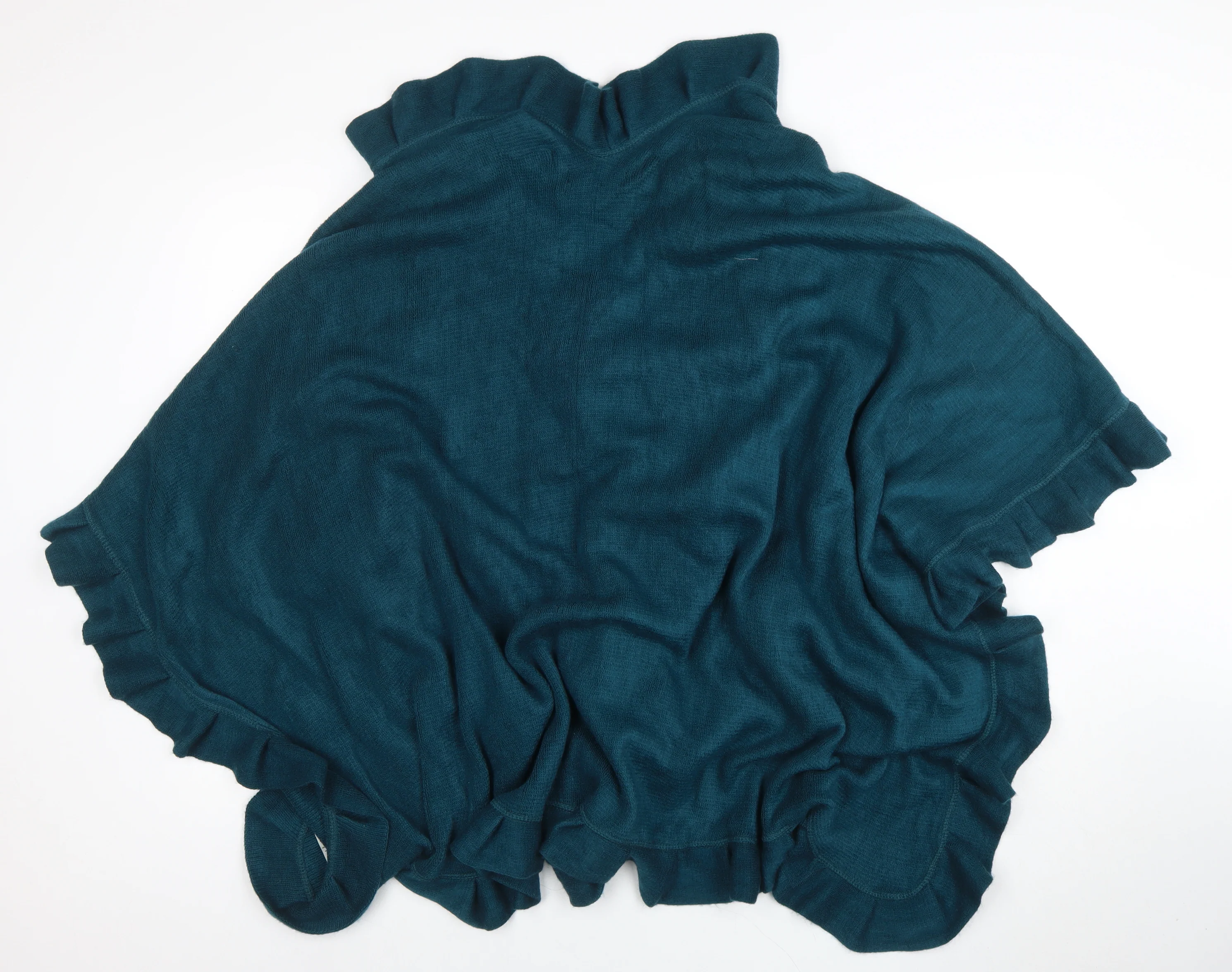 Wallis Women’s Green Ruffle Knit Cape One Size Acrylic Jumper - Image 3