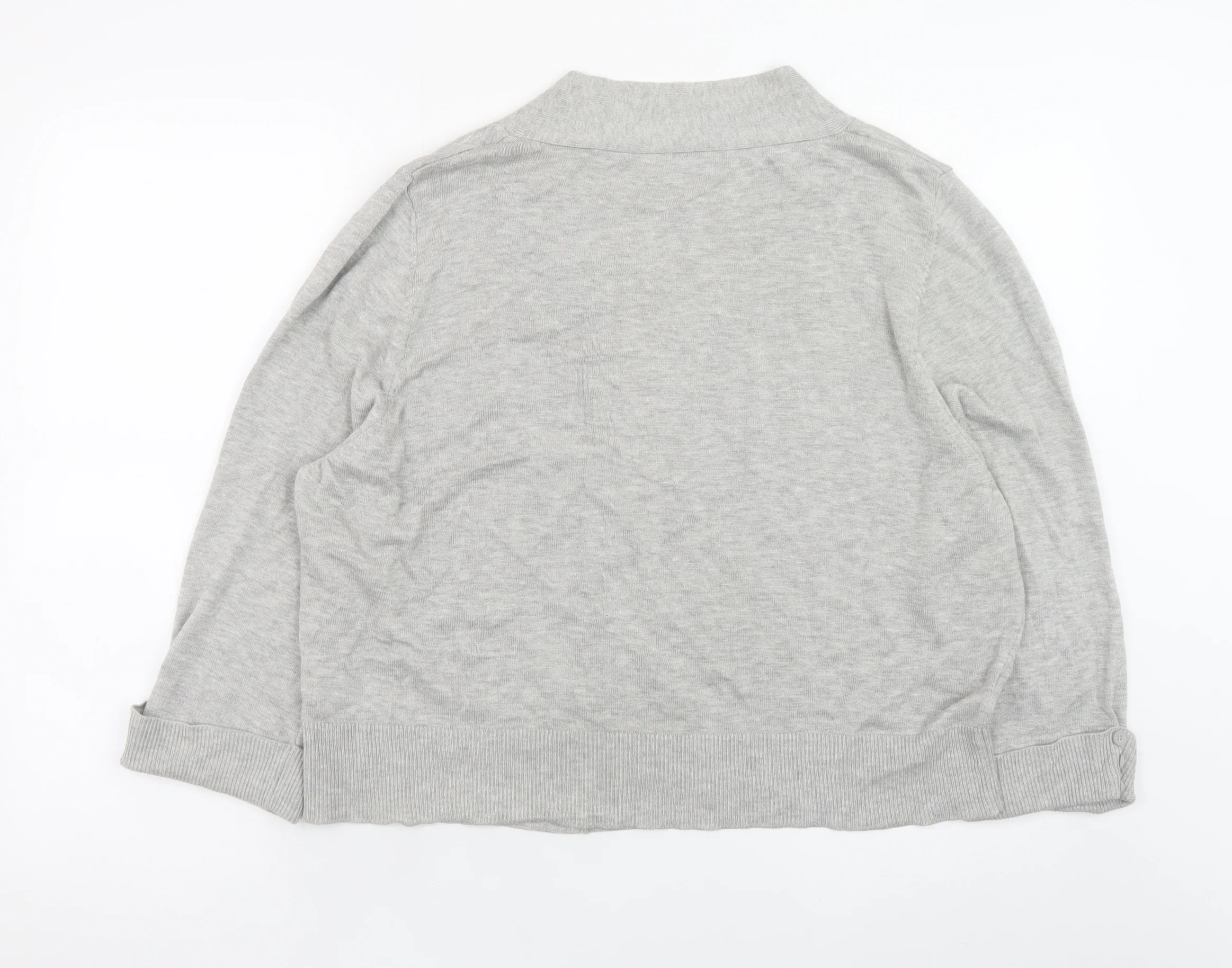 Wallis Women’s Grey Cardigan XL Cotton Blend Knit Open Front - Image 3