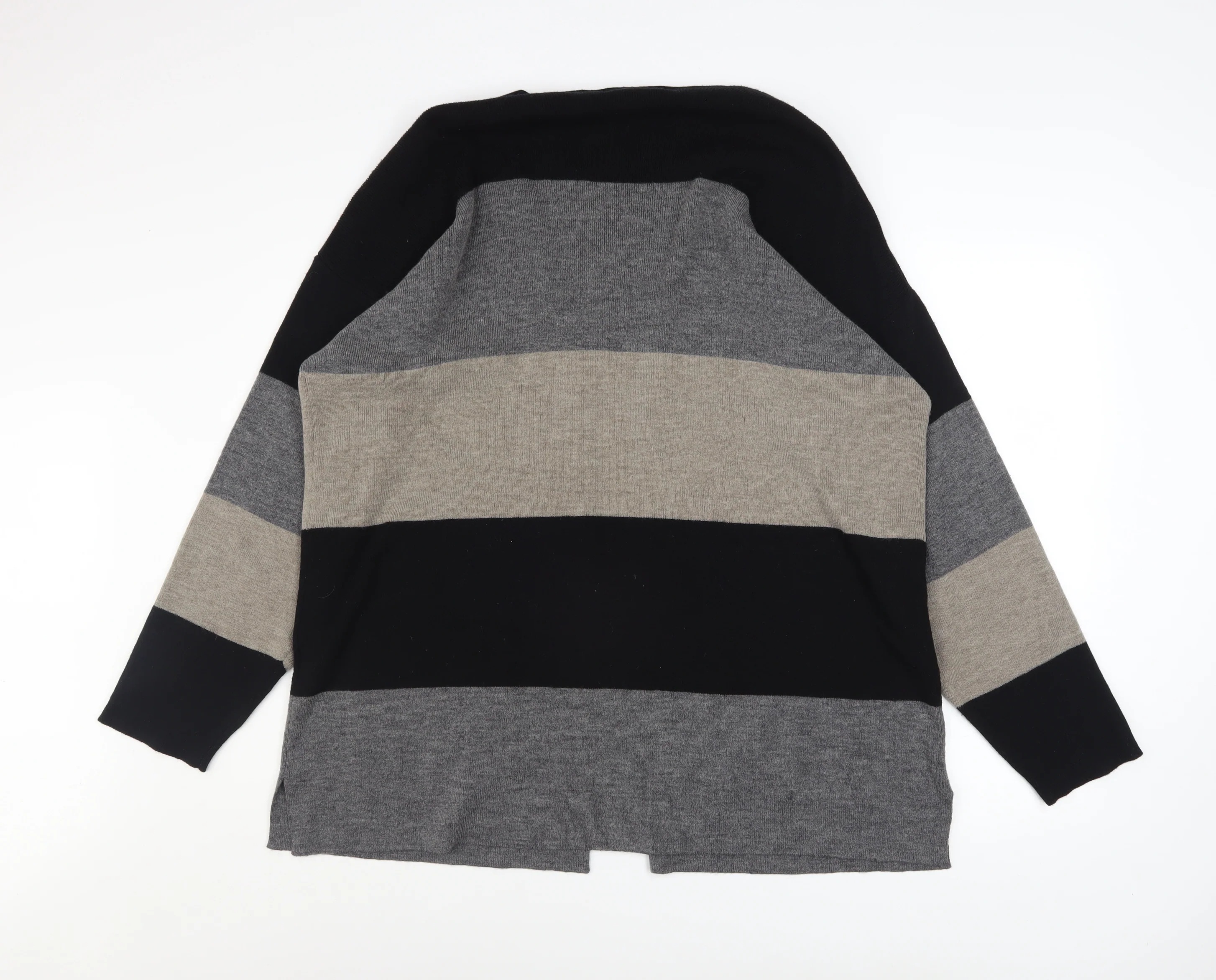 Wallis Women’s Grey Striped Wool Blend Long Sleeve Cardigan S/M - Image 3