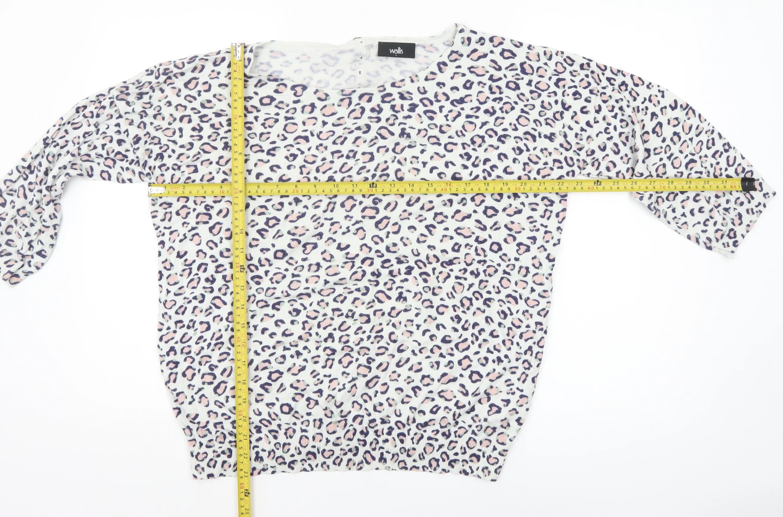 Wallis Women’s Multicoloured Leopard Knit Jumper L 3/4 Sleeve Pullover - Image 2
