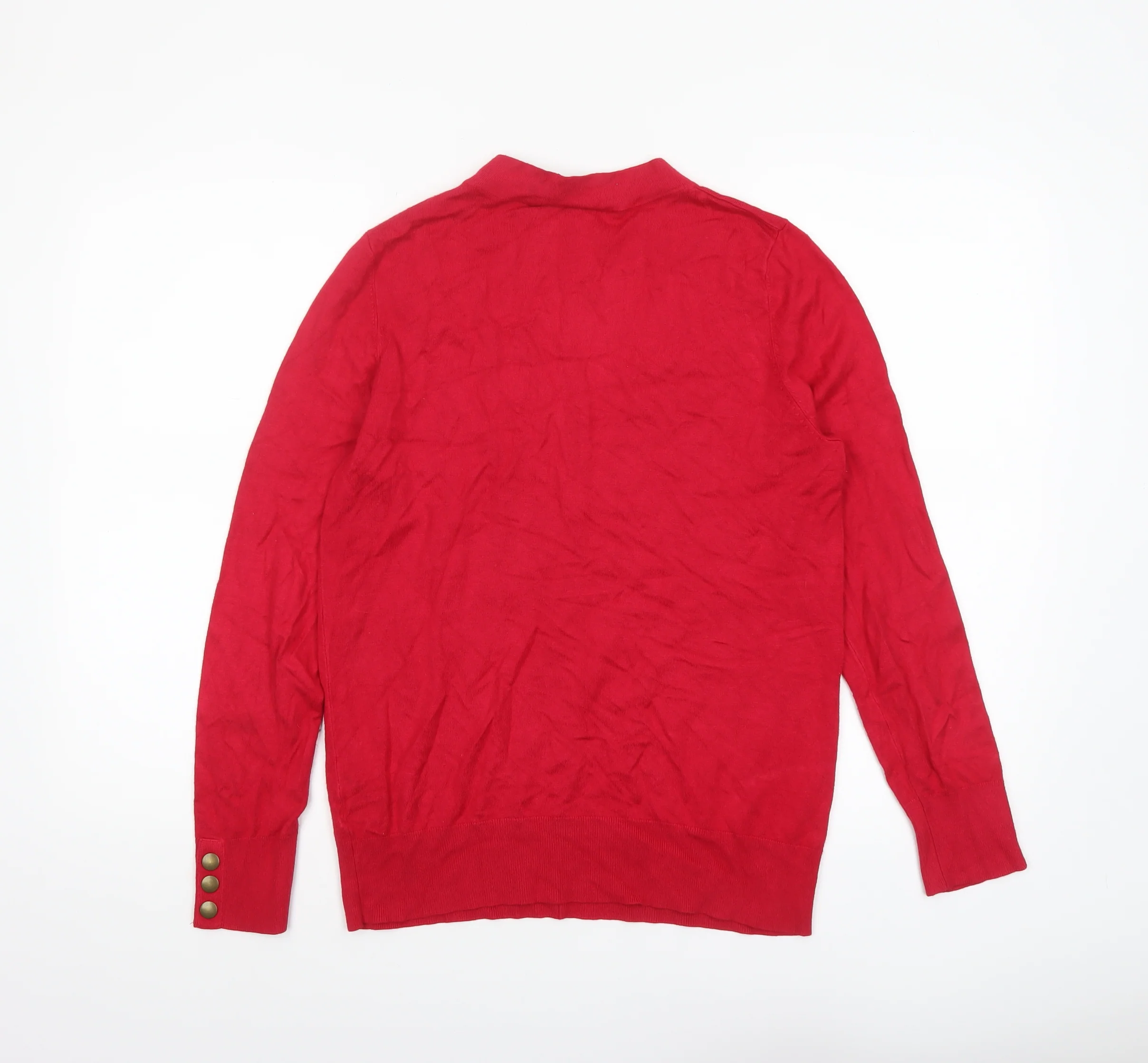 Wallis Women’s Red Mock Neck Button Shoulder Jumper Size 14 - Image 3