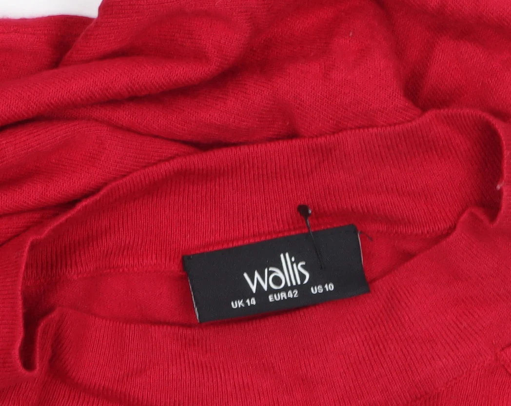 Wallis Women’s Red Mock Neck Button Shoulder Jumper Size 14 - Image 5