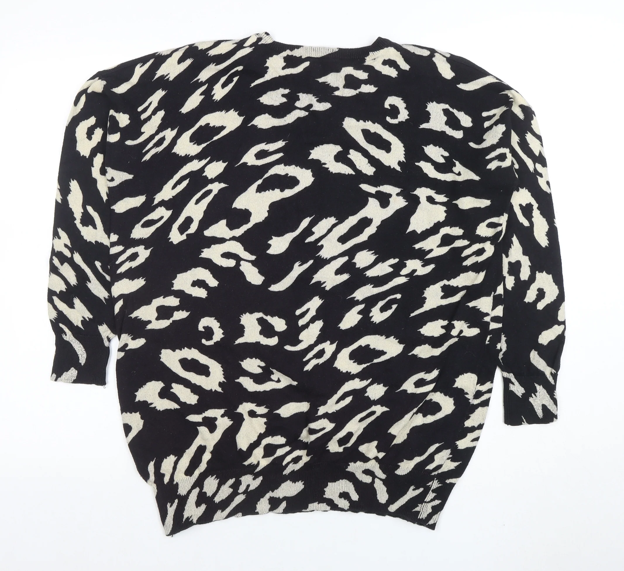 Wallis Women's Black Animal Print Cotton Jumper Size S - Image 3