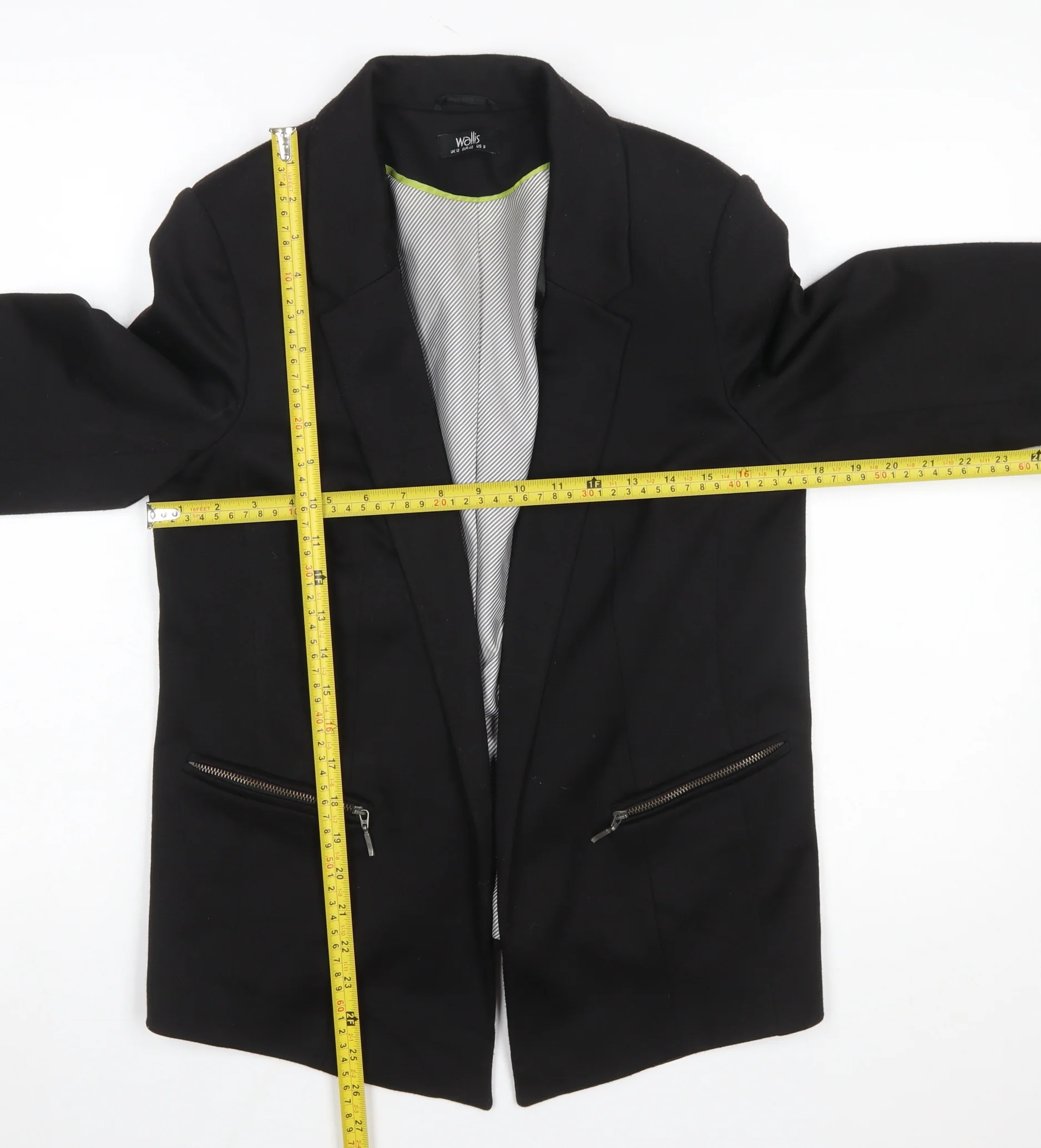Wallis Women's Black Classic Blazer UK 12 Tailored Single Breasted Jacket - Image 2
