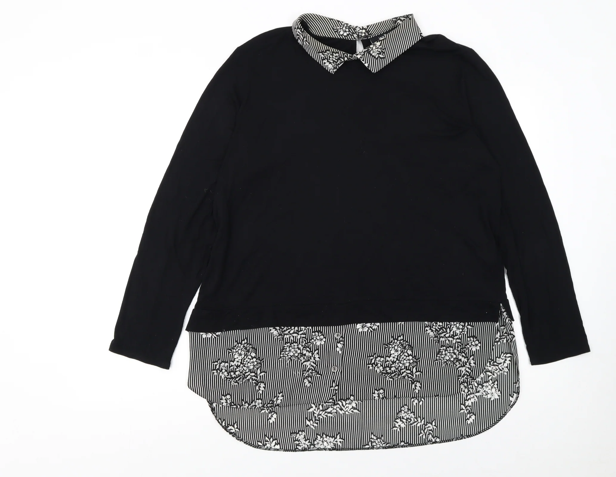 Wallis Womens Black Collared Long Sleeve Pullover Jumper Size 16