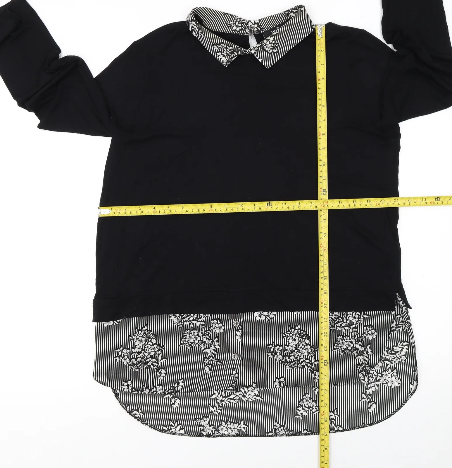 Wallis Womens Black Collared Long Sleeve Pullover Jumper Size 16 - Image 2