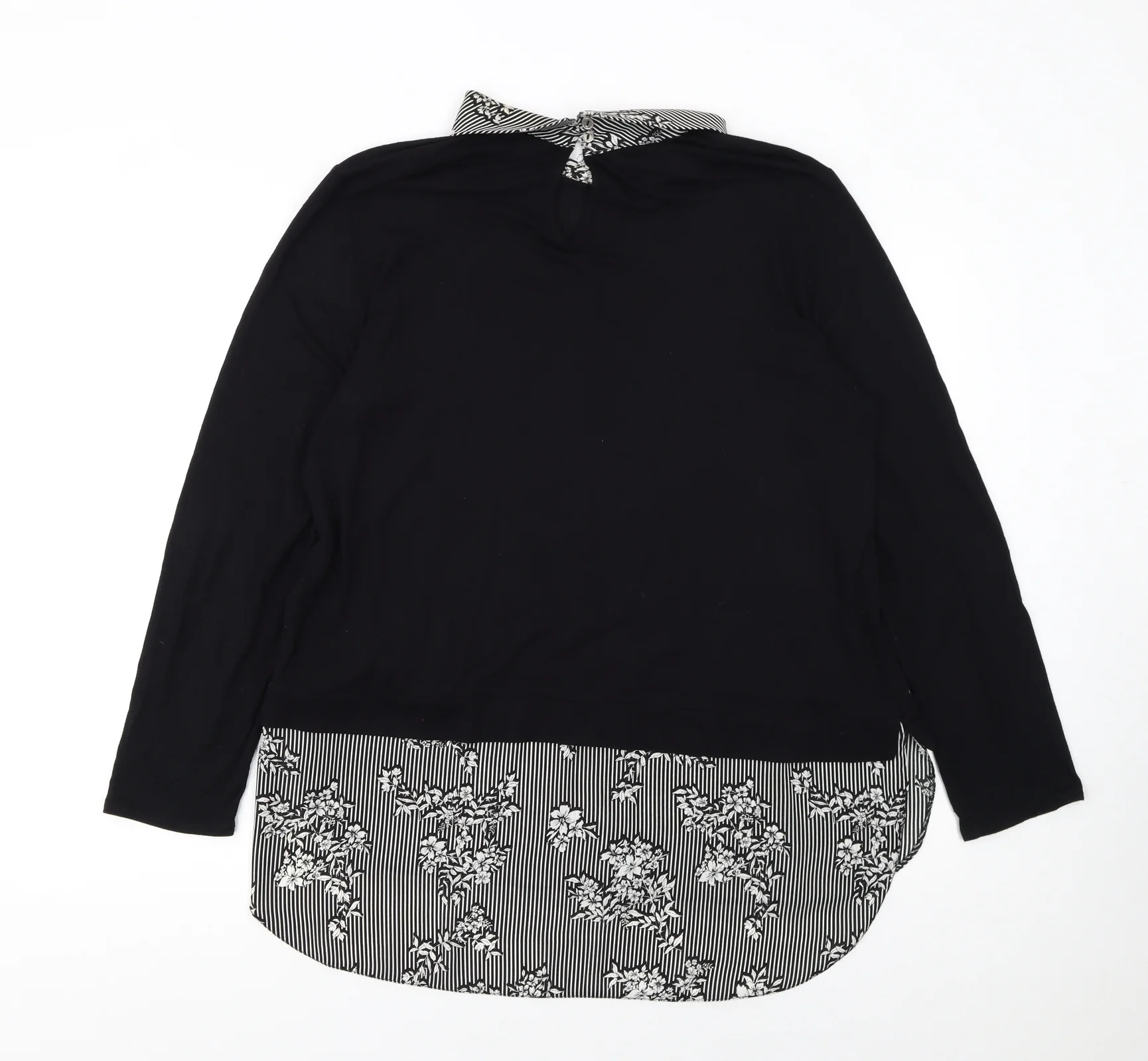Wallis Womens Black Collared Long Sleeve Pullover Jumper Size 16 - Image 3