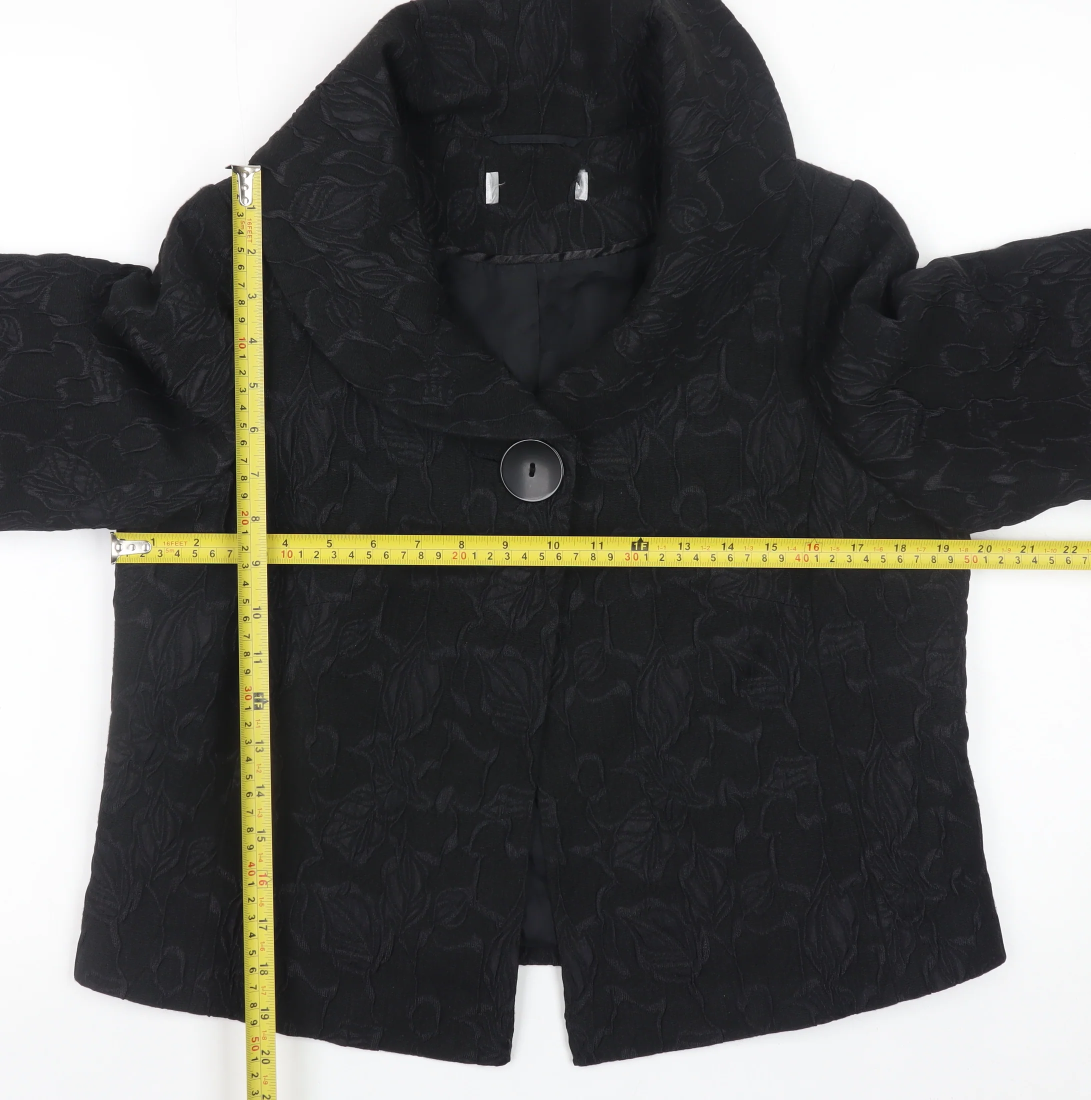 Wallis Womens Black Floral Jacquard Short Jacket Size 14 - Image 2