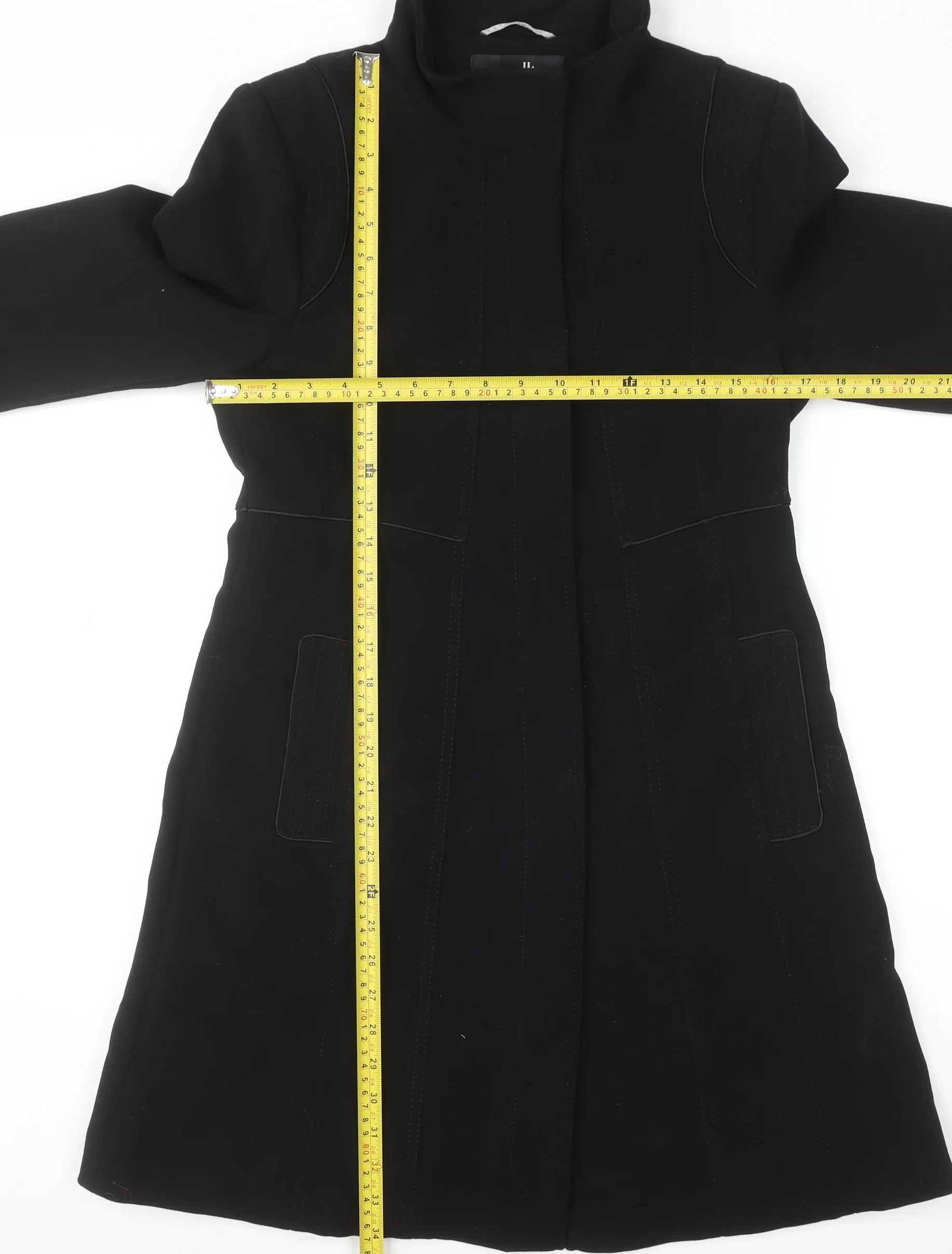 Wallis Women's Black Long Overcoat Size 10 Classic Lined Winter Coat - Image 2