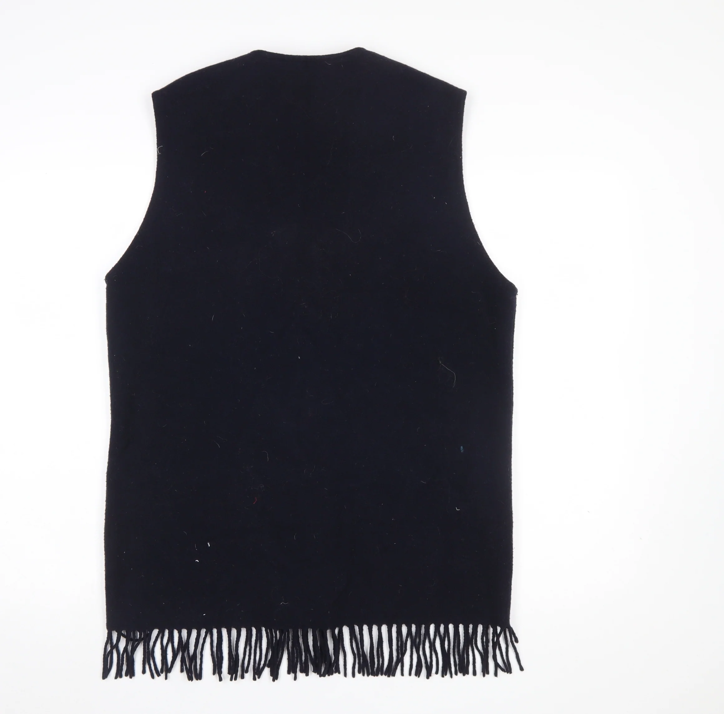 Wallis Women's Black Wool Waistcoat Fringe Hem Size 10 - Image 3