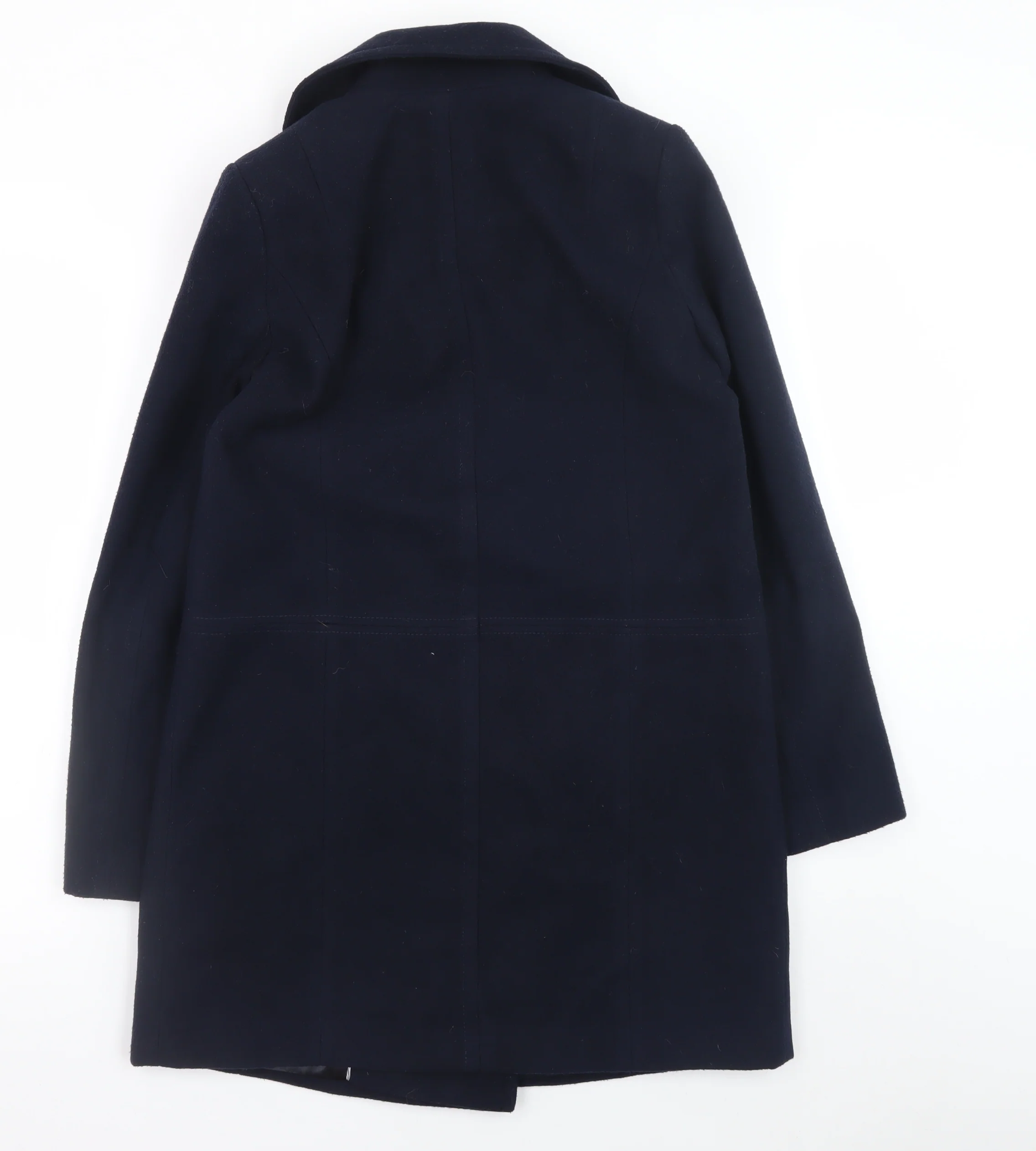 Wallis Womens Blue Pea Coat UK 8 Mid-Length Lined Buttoned - Image 3