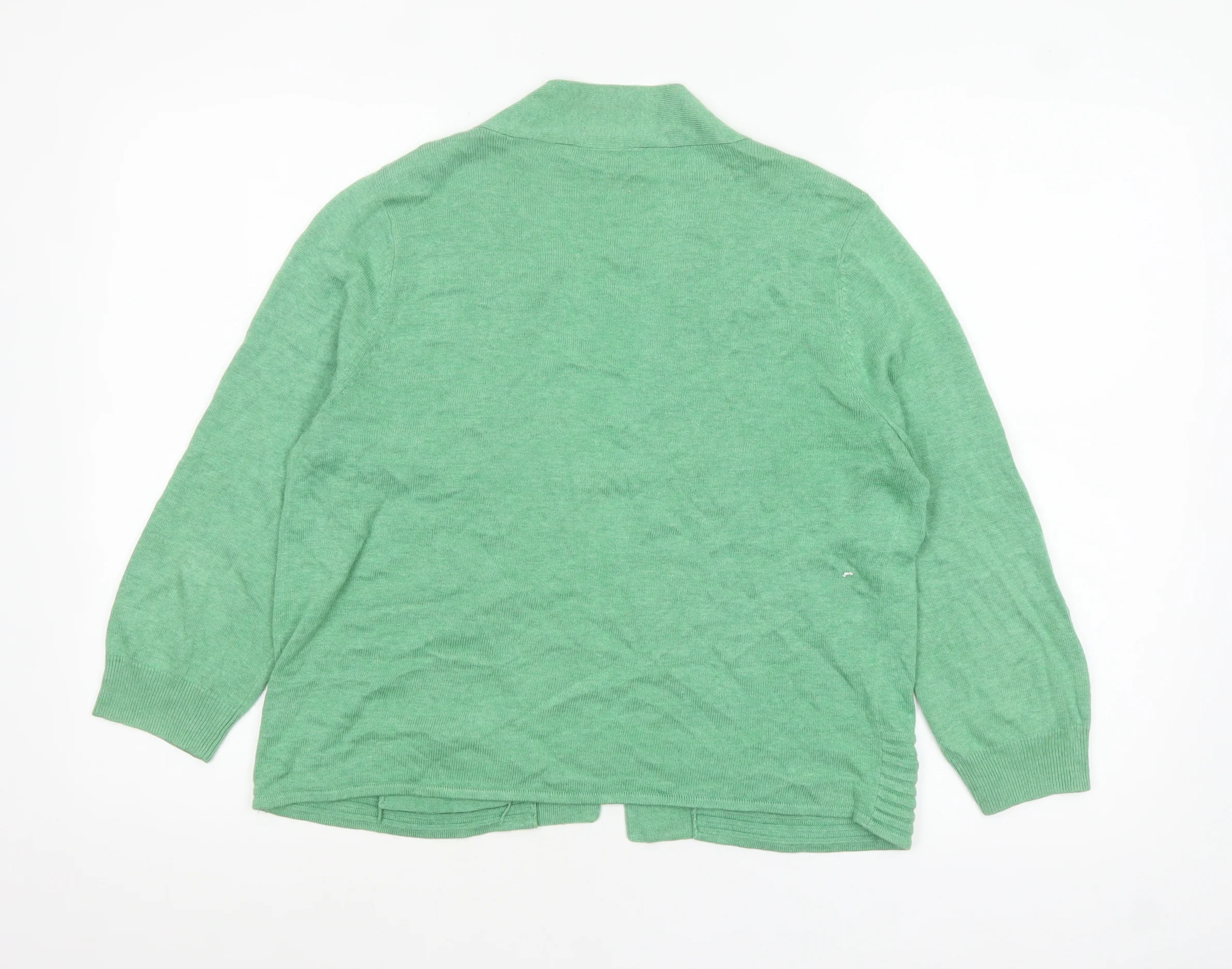 Wallis Womens Green Cotton Blend 3/4 Sleeve Open Cardigan M - Image 3