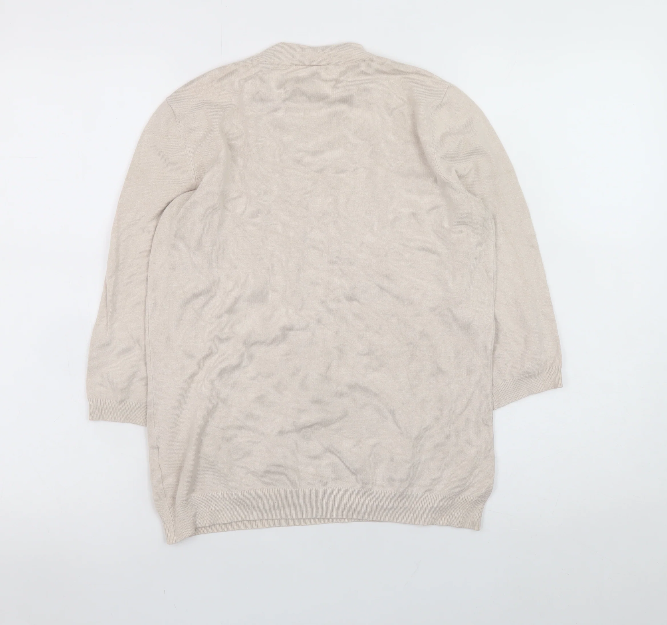 Warehouse Women Beige High Neck Ruffle Knit Jumper Size M - Image 3