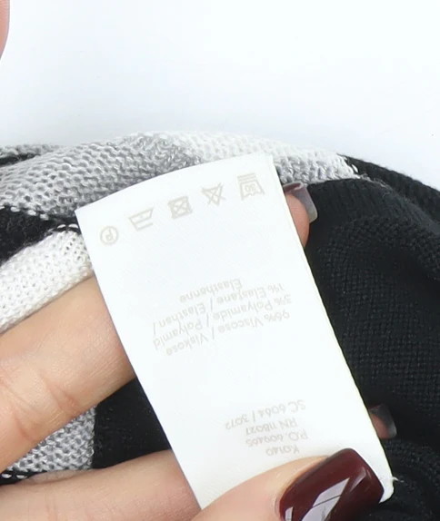 Warehouse Women Black White Stripe A-Line Knit Long Sleeve Dress Size 12 - Image 5
