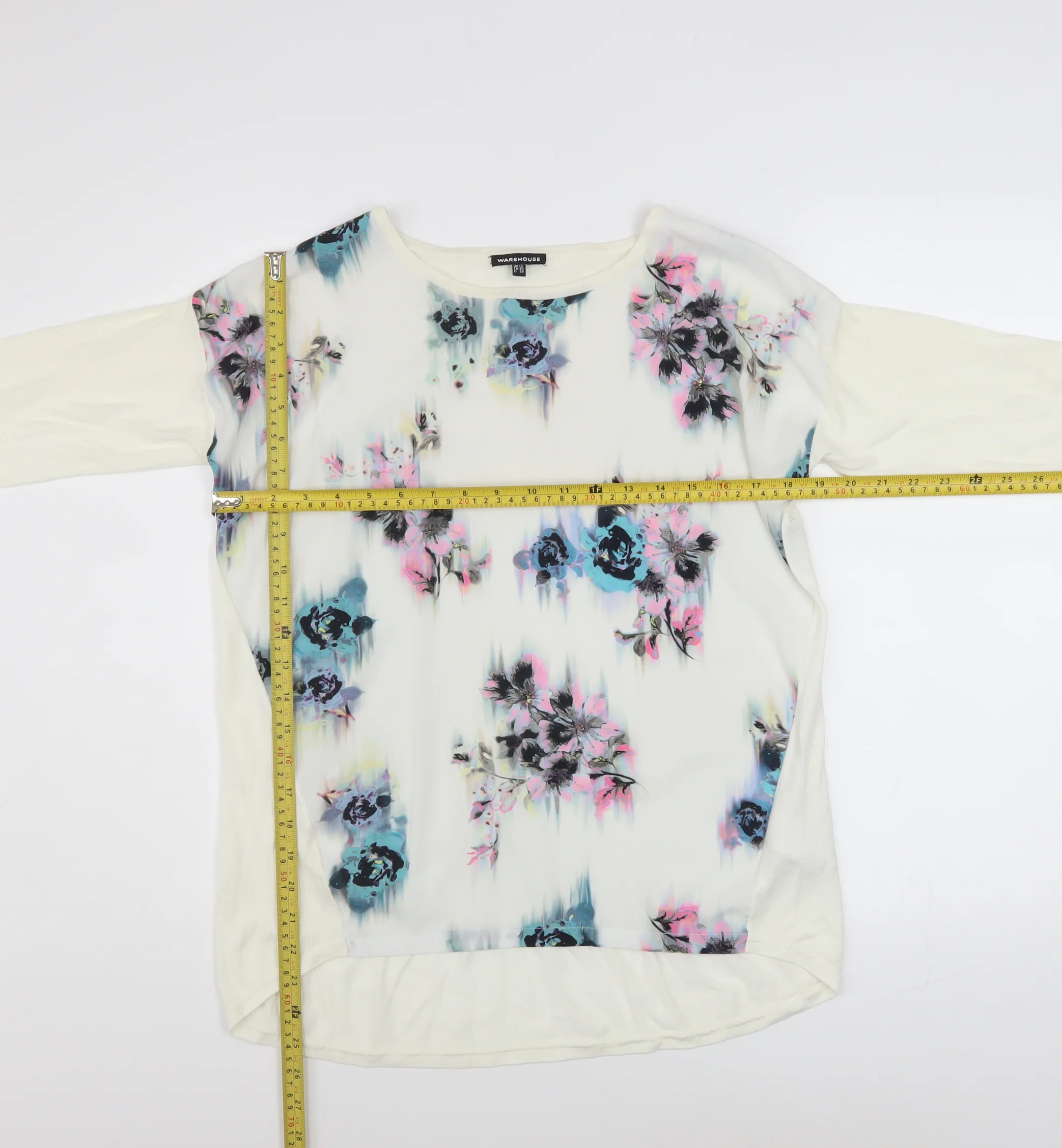 Warehouse Women Ivory Floral Front Pullover Jumper UK 12 - Image 2