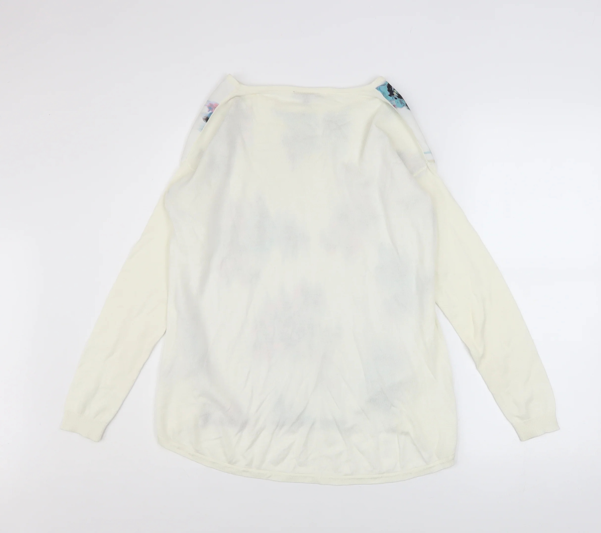 Warehouse Women Ivory Floral Front Pullover Jumper UK 12 - Image 3