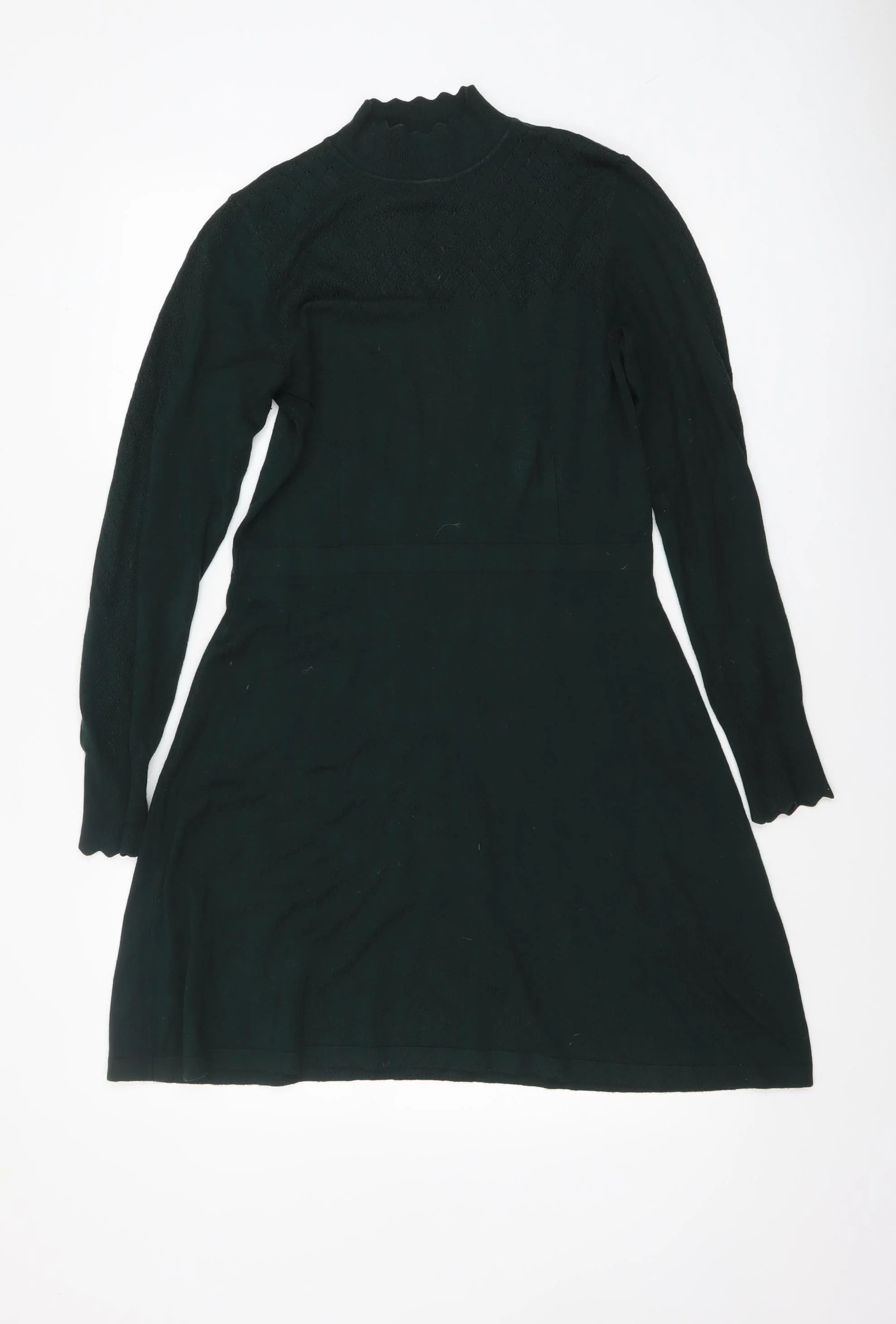 Warehouse Women’s Black Knit Fit & Flare High Neck Dress Size 12