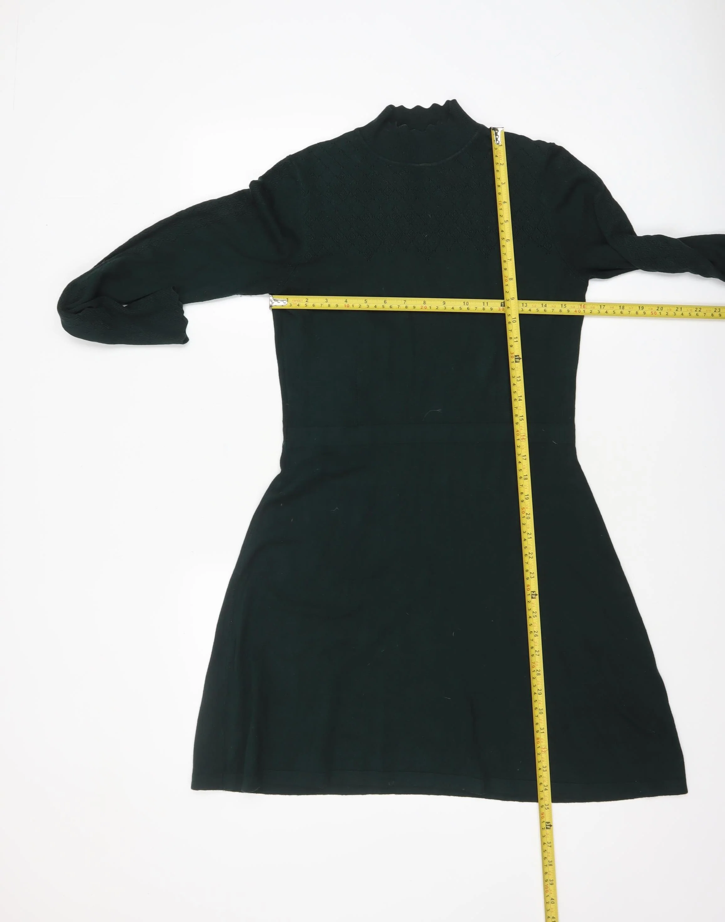 Warehouse Women’s Black Knit Fit & Flare High Neck Dress Size 12 - Image 2