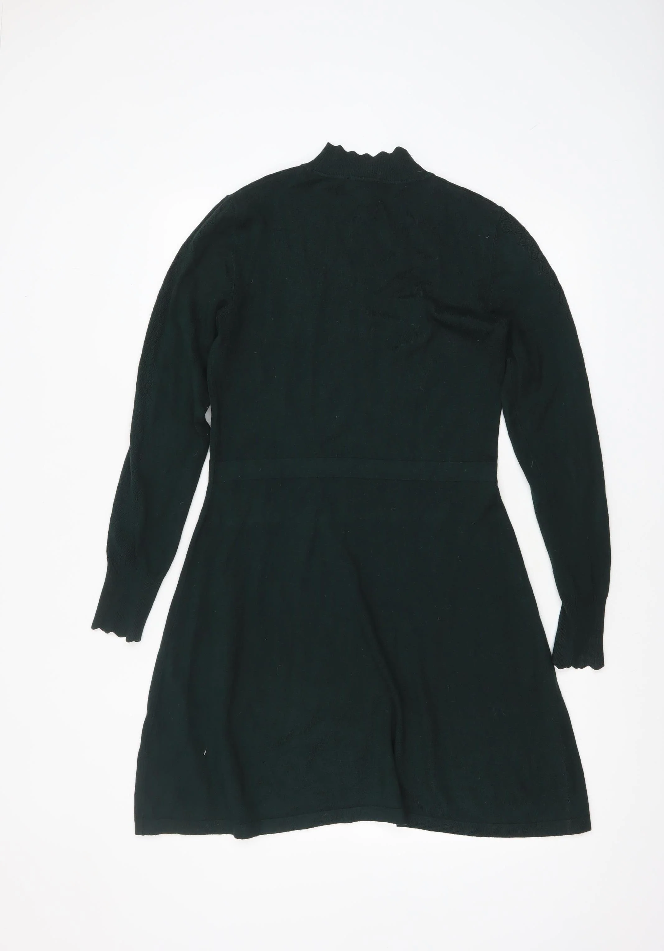 Warehouse Women’s Black Knit Fit & Flare High Neck Dress Size 12 - Image 3