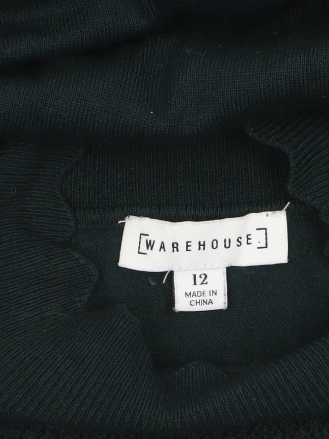 Warehouse Women’s Black Knit Fit & Flare High Neck Dress Size 12 - Image 5
