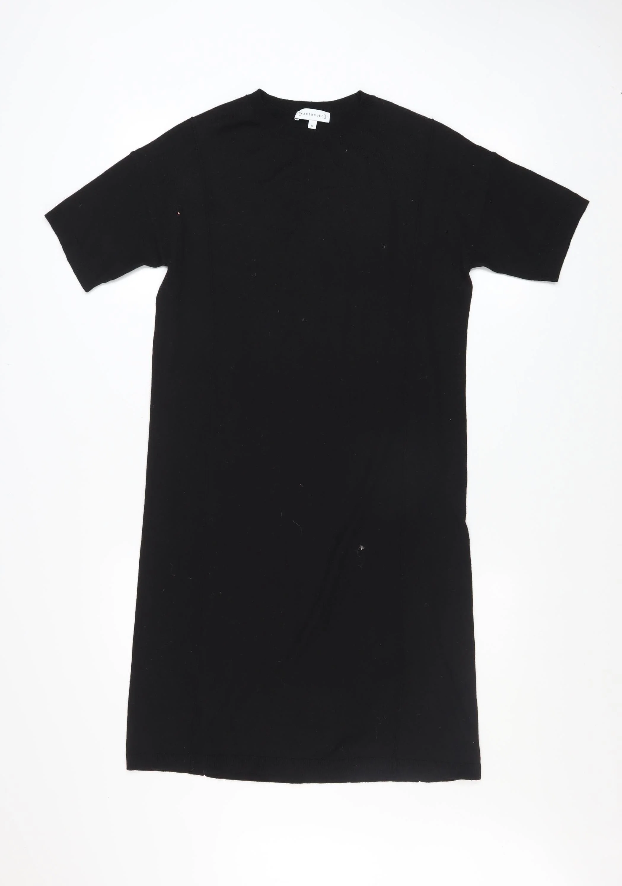 Warehouse Women’s Black Knit T-Shirt Dress Size 10 Short Sleeve