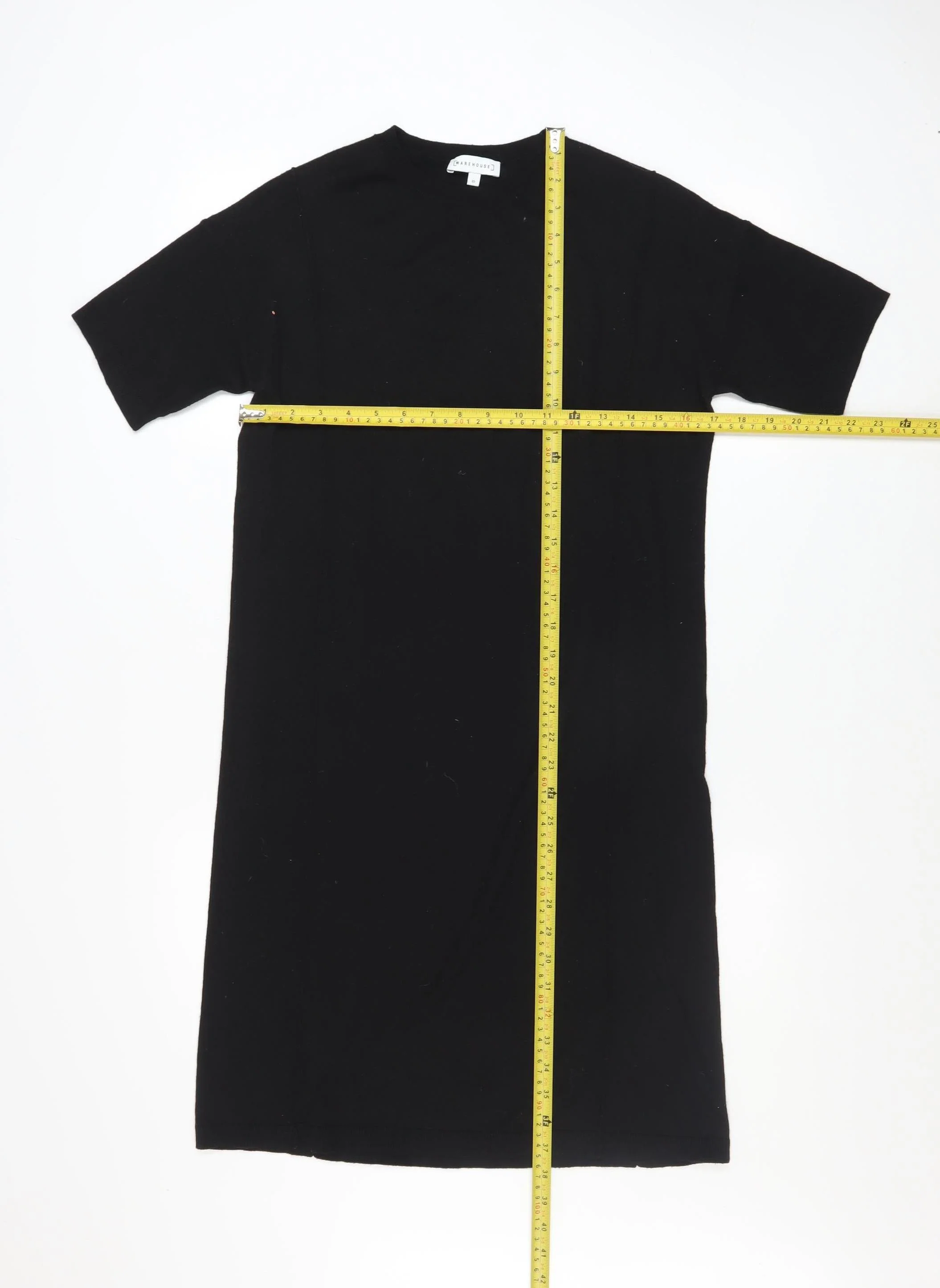 Warehouse Women’s Black Knit T-Shirt Dress Size 10 Short Sleeve - Image 2