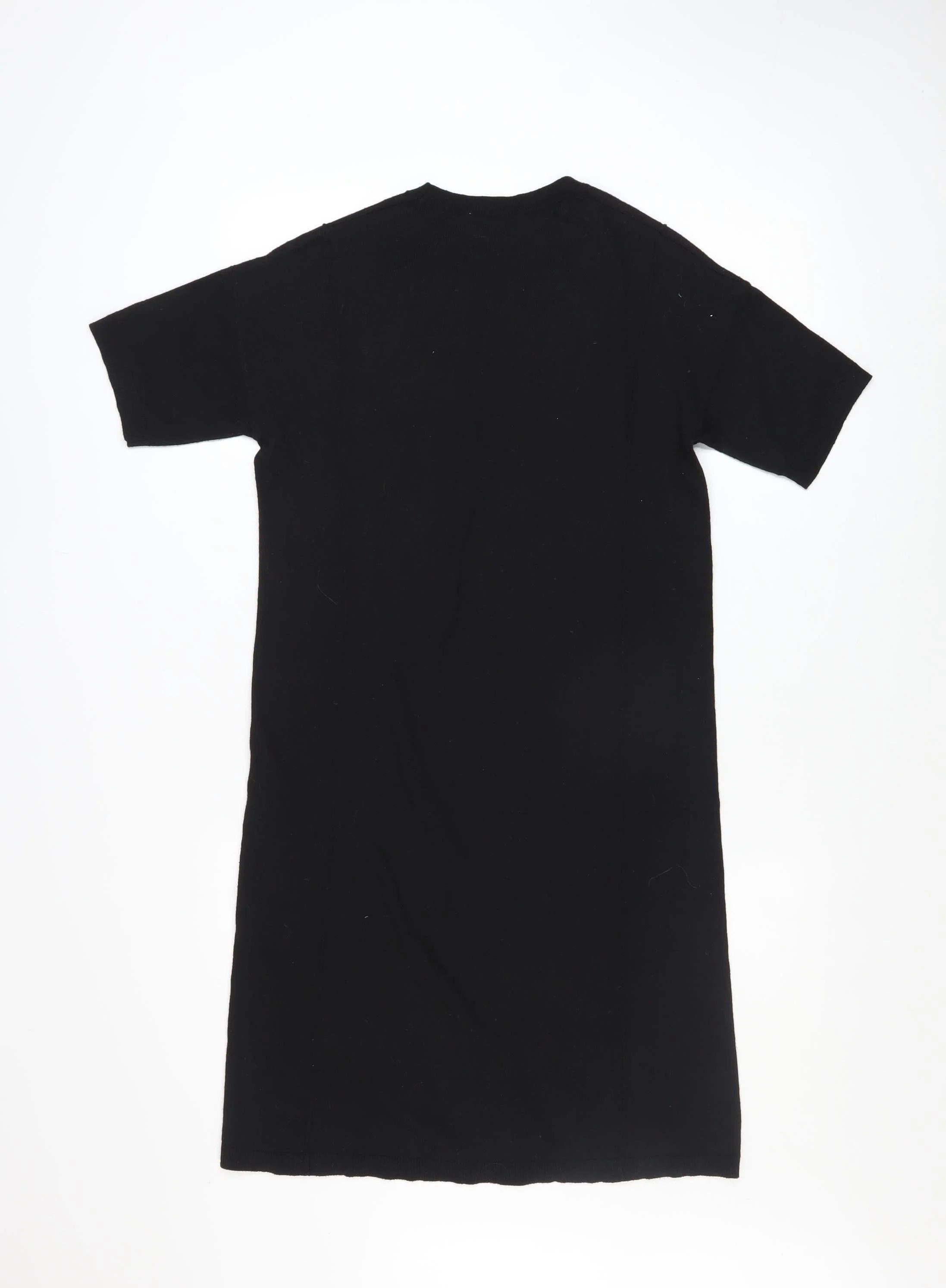 Warehouse Women’s Black Knit T-Shirt Dress Size 10 Short Sleeve - Image 3